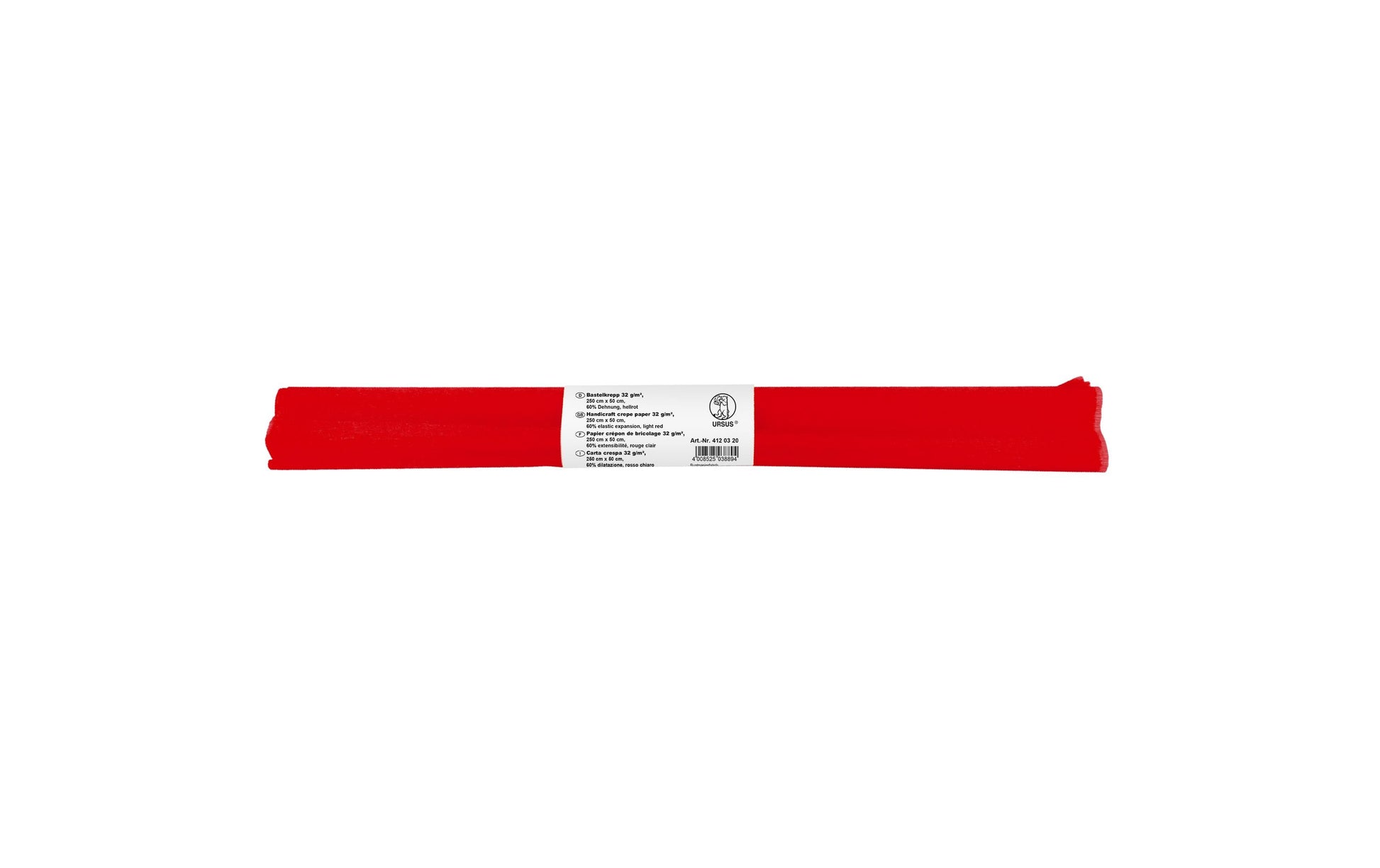 URSUS Krepppapier-Rolle – 50 cm × 2,5 m, Hellrot, 32 g/m²