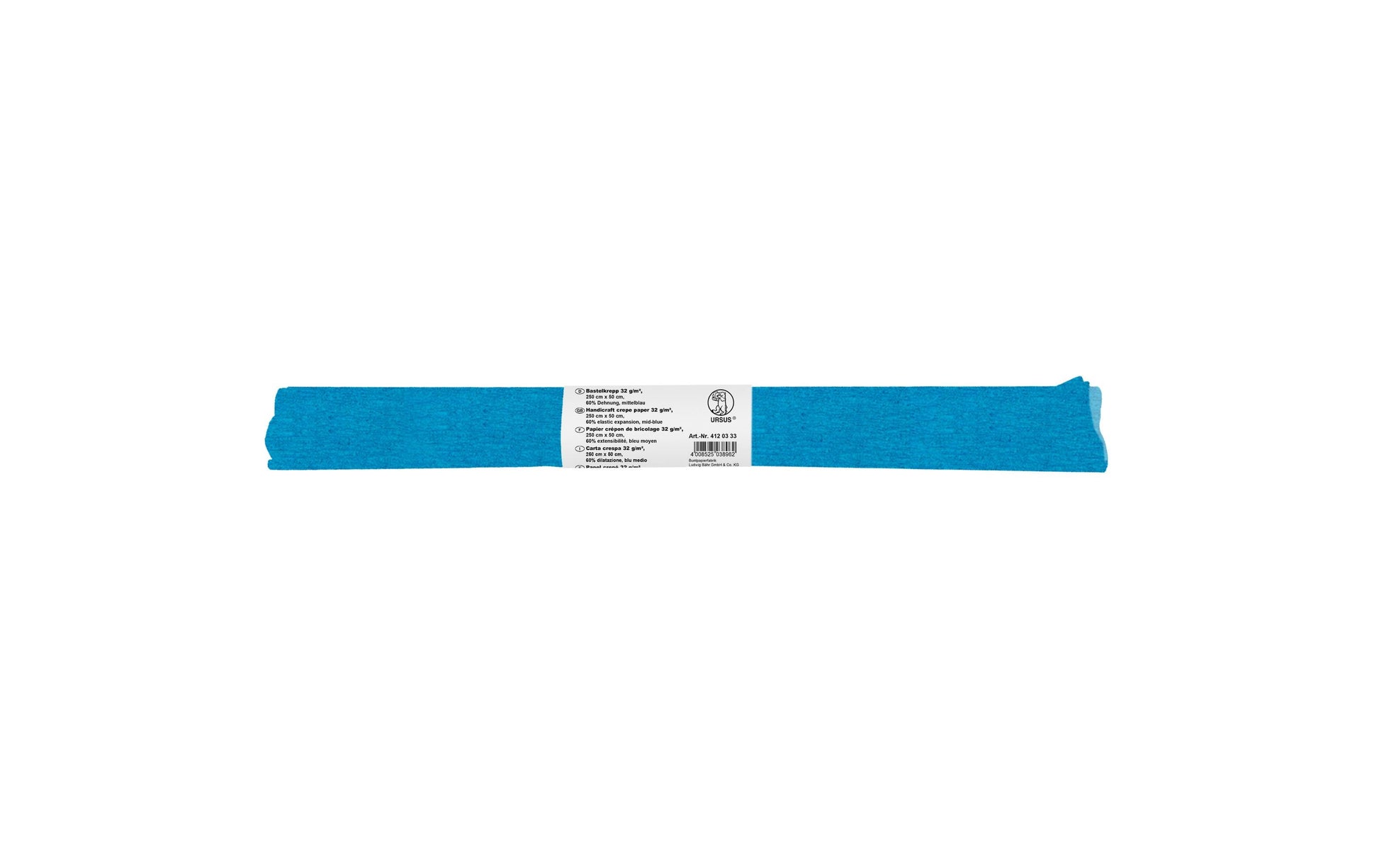 URSUS Krepppapier, Mittelblau, 50 cm × 2,5 m, 32 g/m², 1 Rolle