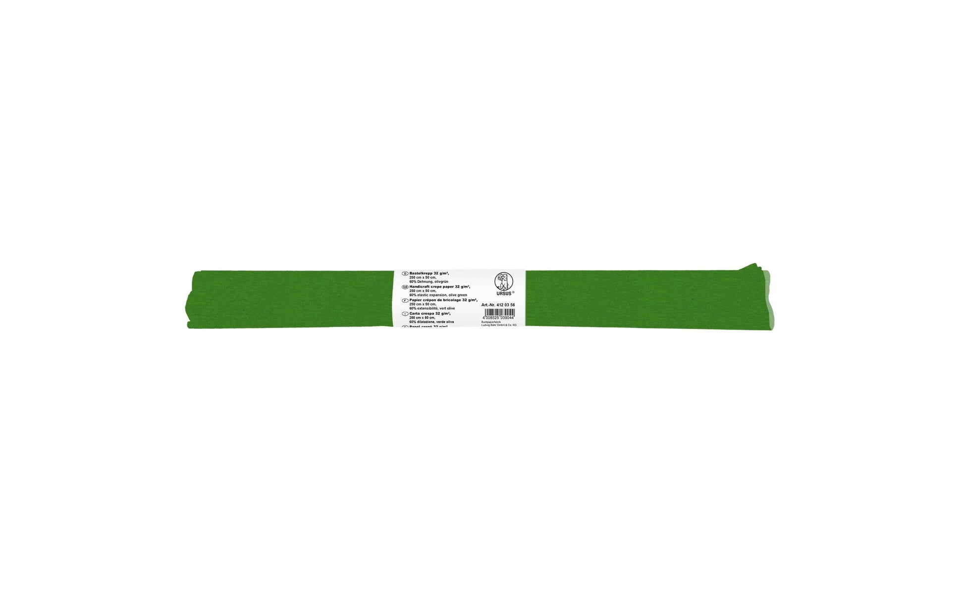 URSUS Krepppapier-Rolle – 50 cm × 2,5 m, olivgrün, 32 g/m² – 1 Rolle, Kunstpapier