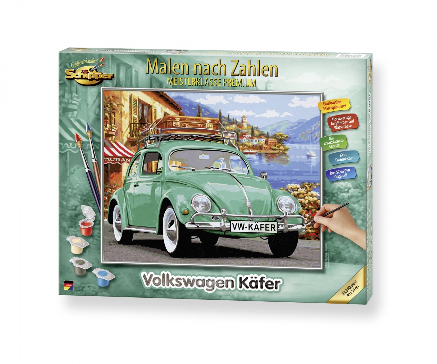 Schipper Malen-nach-Zahlen-Set – Volkswagen Käfer – 40 × 50 cm – 24 Farben – ab 14 Jahren