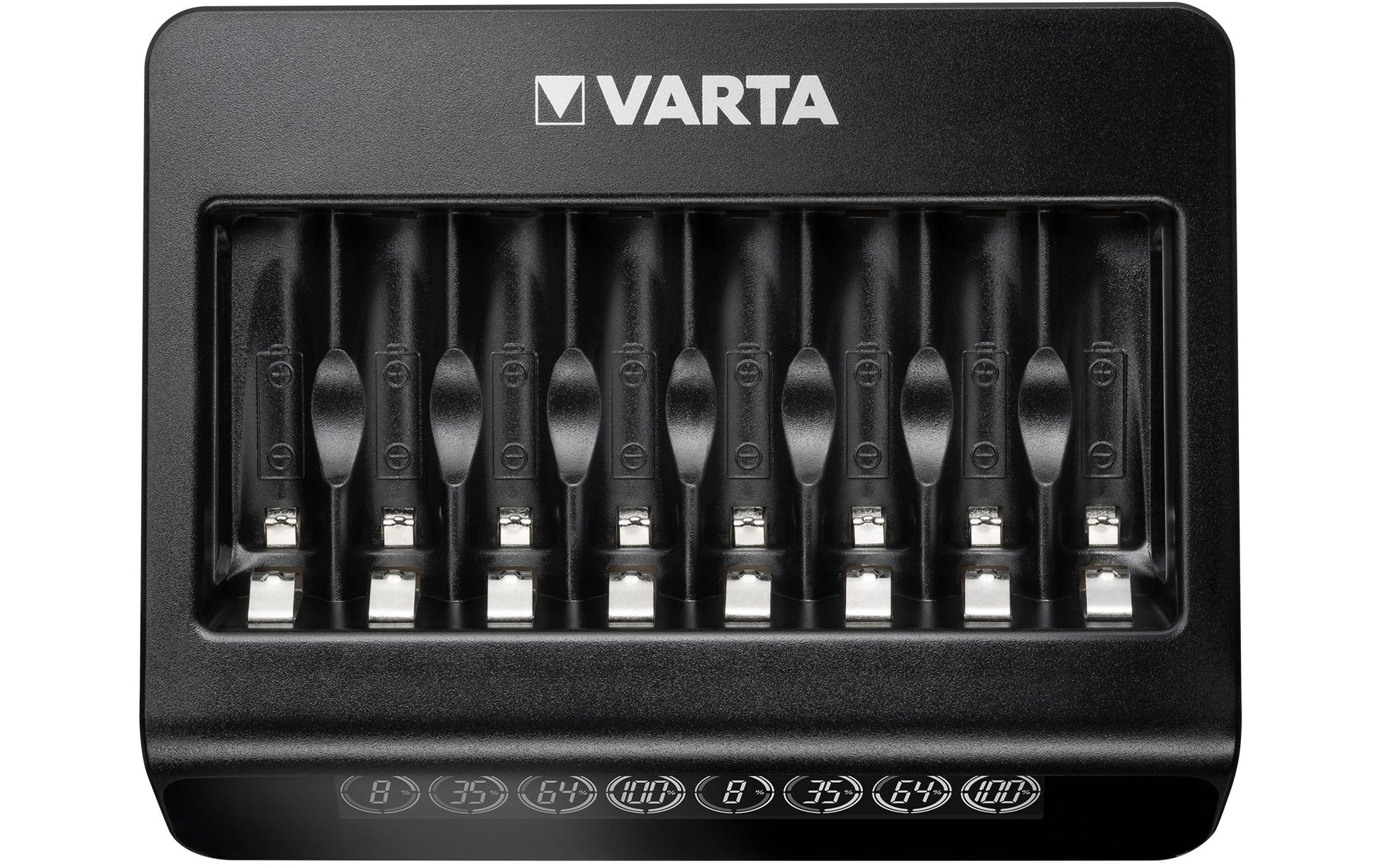 Varta Multi Charger+ Batterieladegerät 8× – LCD, USB-C – für NiMH AA/AAA – schwarz