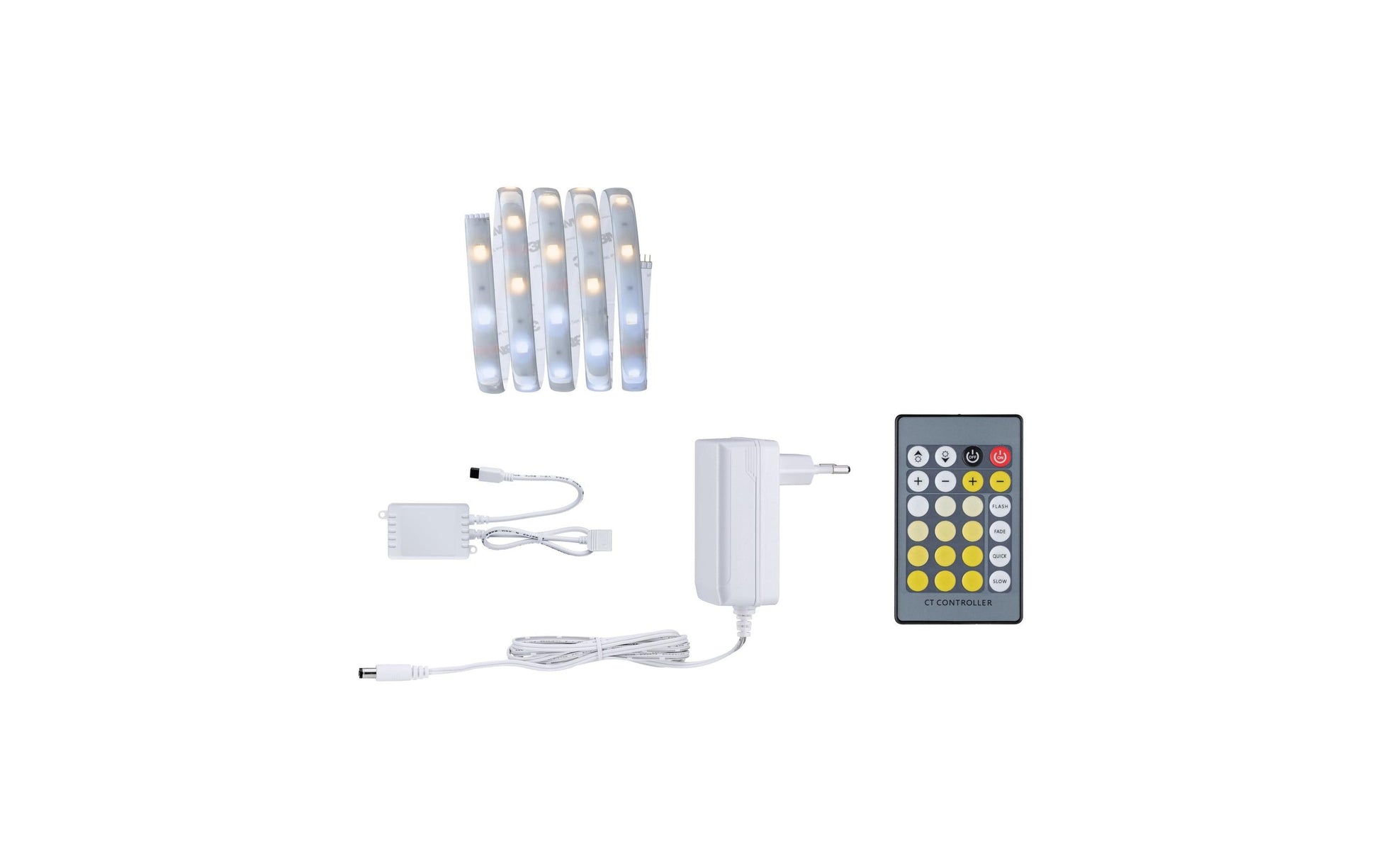 Paulmann LED-Strip MaxLED 250 – Basisset, 1,5 m, 405 lm, 5,5 W, 2700–6500 K, dimmbar, IP44, weiss, inkl. Fernbedienung