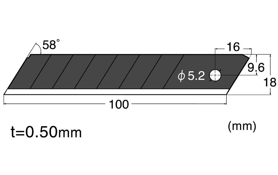 NT Cutter BL-13P – Ersatzklingen 18 mm, 10 Stk., 100 mm, 0,5 mm