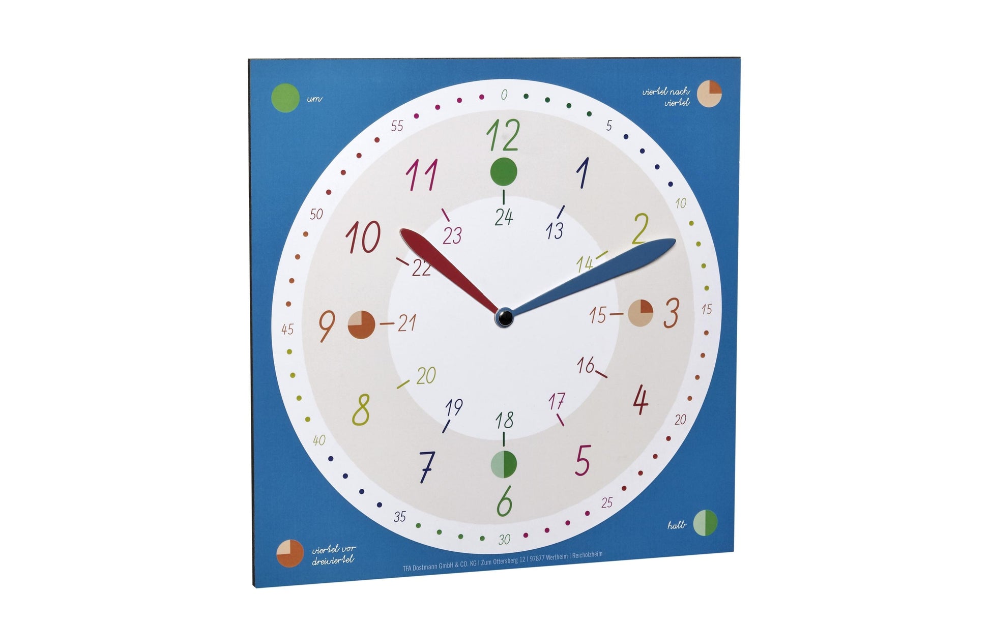 TFA-Dostmann TFA Dostmann Wanduhr – Analog, Ø 30,8 cm, Blau