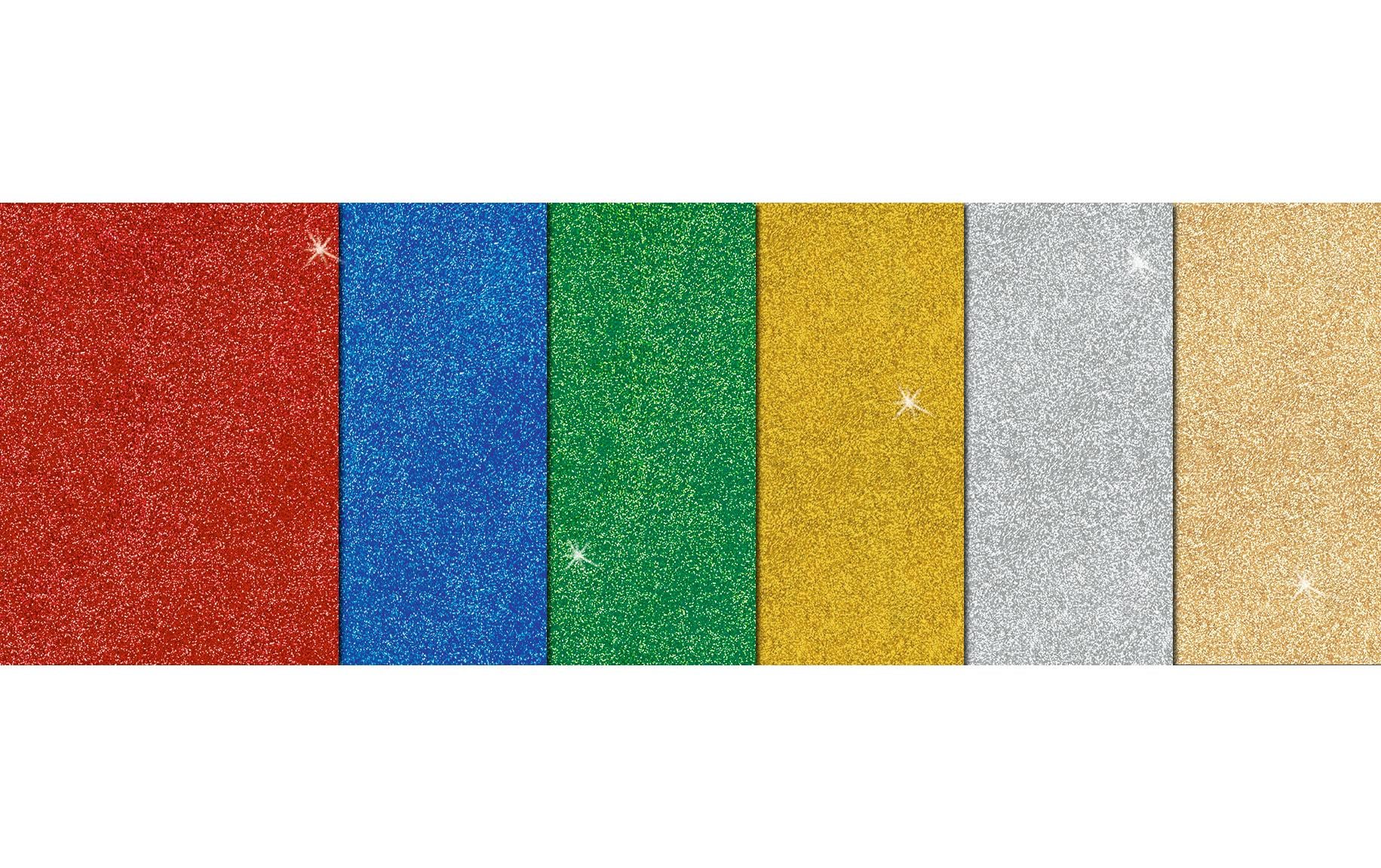 URSUS Schaumstoffplatte (EVA-Schaum), selbstklebend, mehrfarbig, Glitzer, 20 × 30 cm, 2 mm