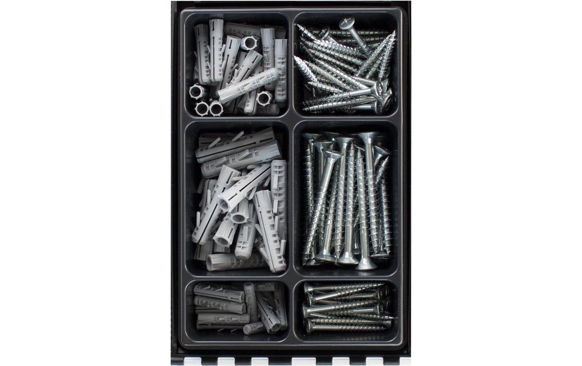 TOX Monteur Beton – Schrauben- & Dübelsatz, Nylon, Grau, 136 Stk., für Beton, Stein