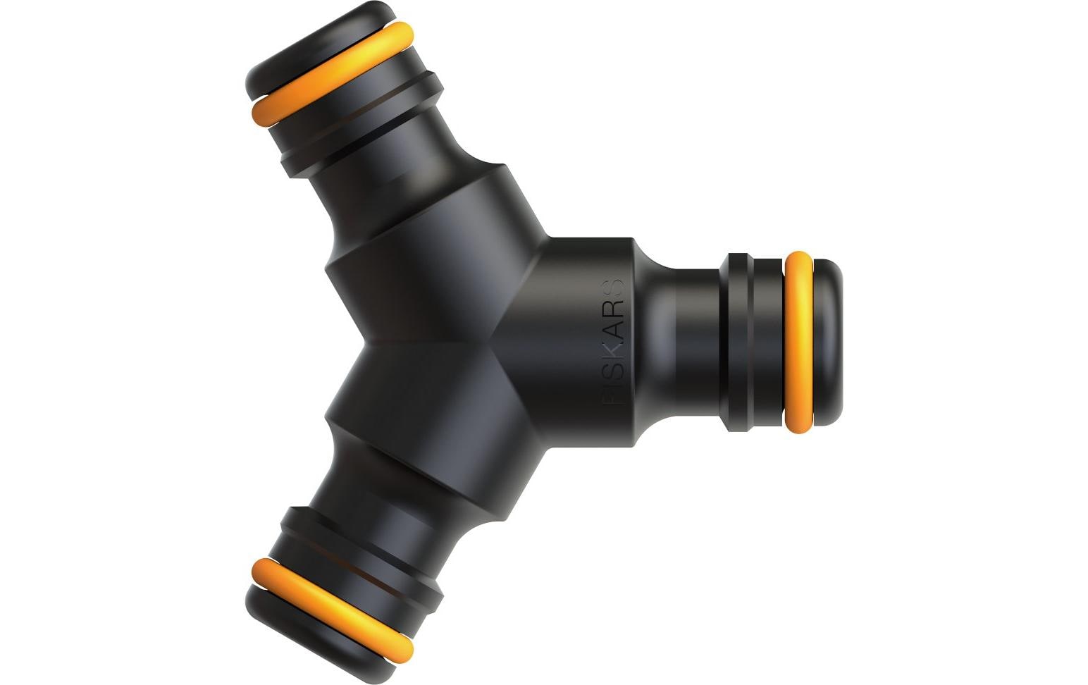 Fiskars Y-Stück 1027070 – für Schlauch Ø 13/15/19 mm, Kunststoff, schwarz/orange