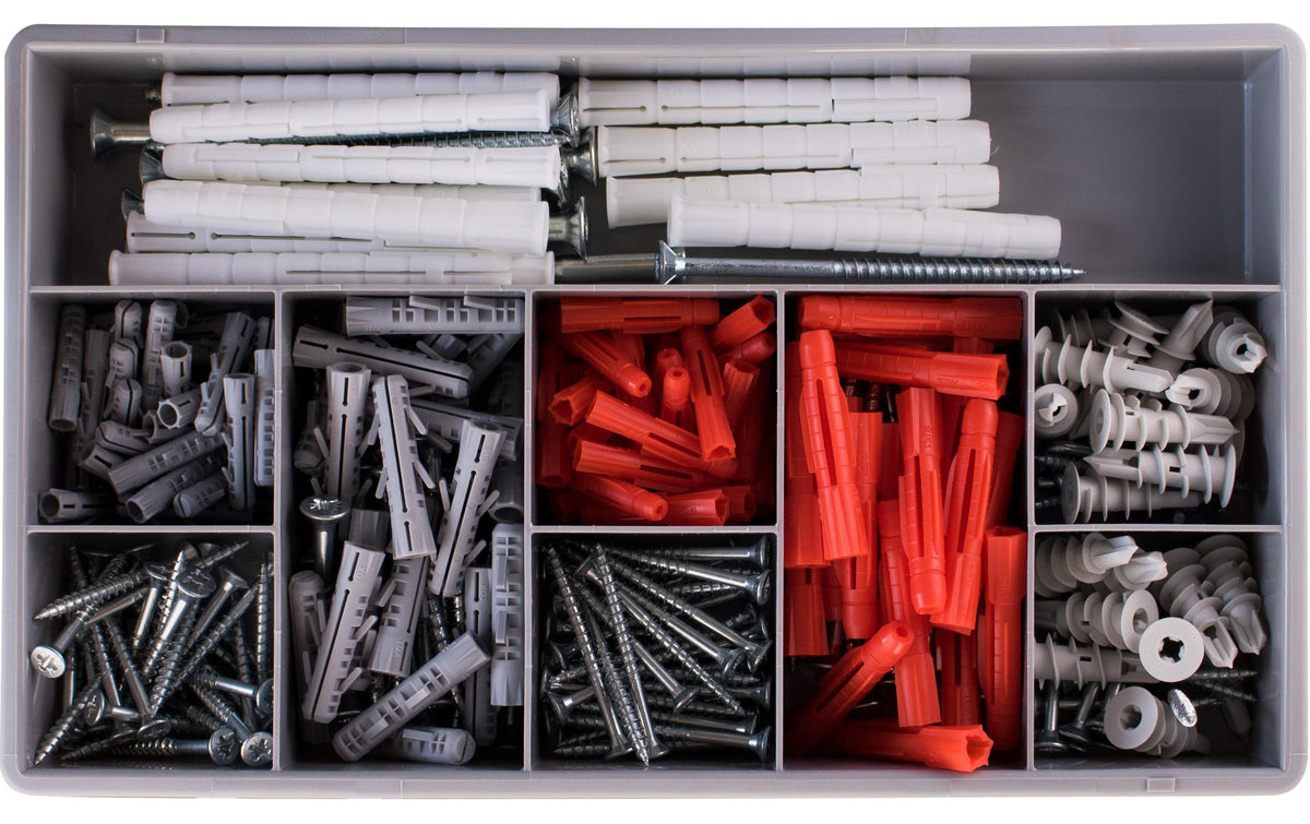TOX Dübel TOX Starter-Set Dübel – Ø 5 × 25 mm, Rund, 264 Stk., für Beton, Sandstein, Vollziegel (Auszug)