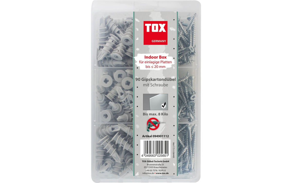 TOX Dübel TOX Gipskartondübel-Sortiment – 32 mm, Metall/Kunststoff, 180 Stk., für Gipskarton