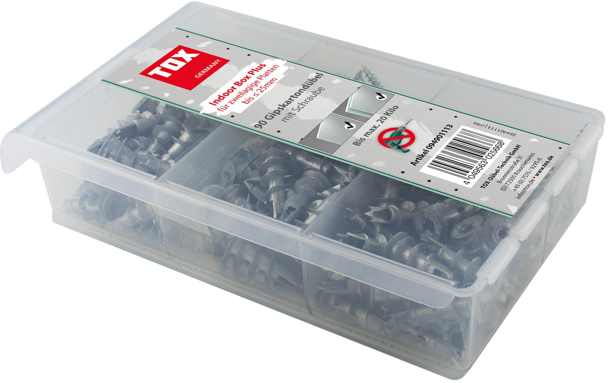 TOX Dübel TOX Gipskartondübel Indoor Box Plus – 25 mm, Grau/Silber, Box