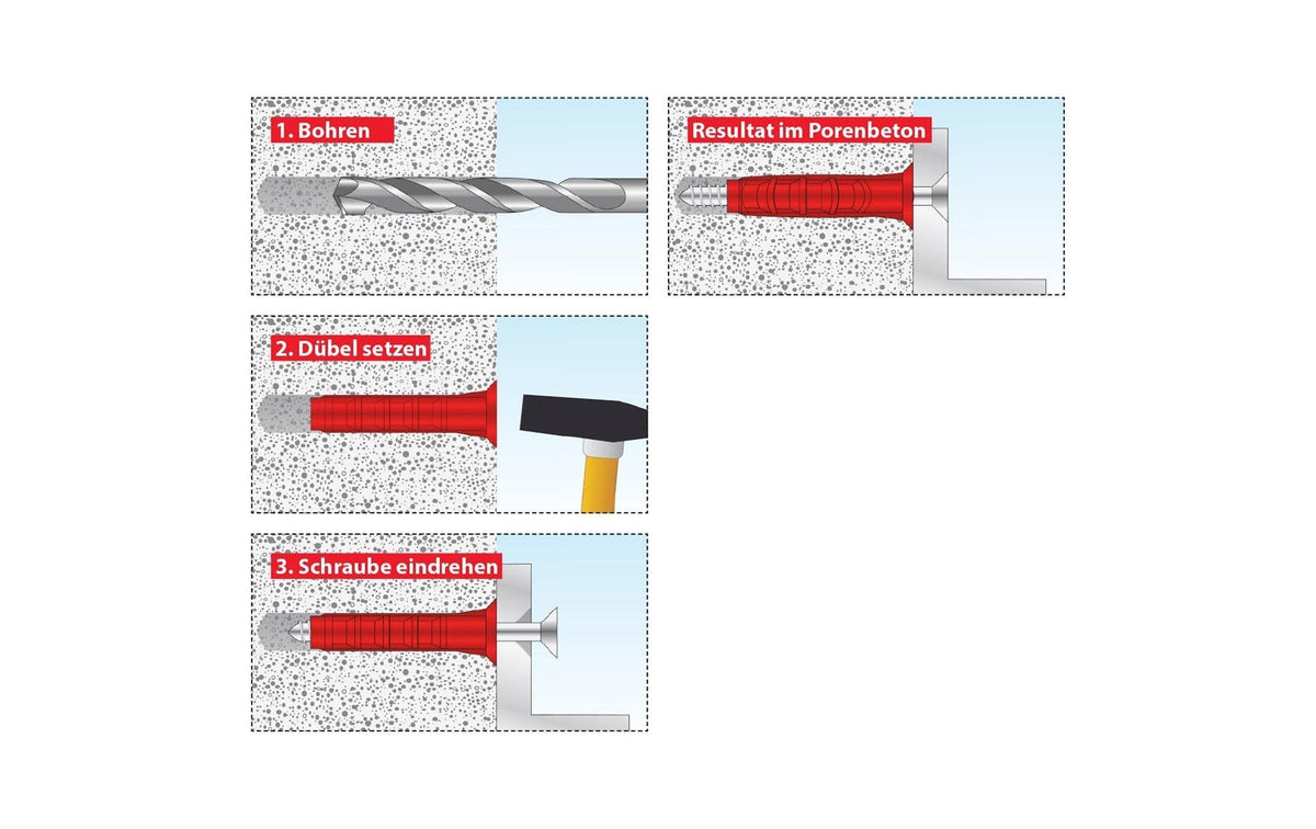 TOX Ytox Spreizdübel – Ø 10 × 55 mm, Kunststoff, Rot, 25 Stk.