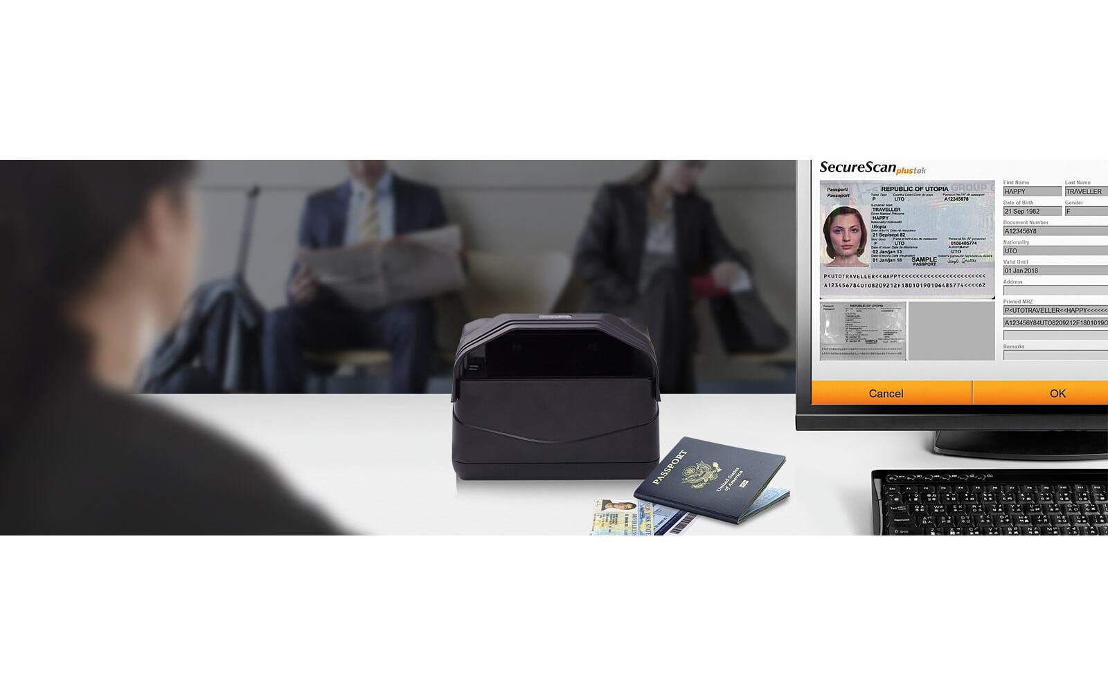 Plustek 0305 Secure Scan X-Mini – Ausweis-/Passscanner, 125 × 88 mm, 1 ppm, 600 dpi, USB