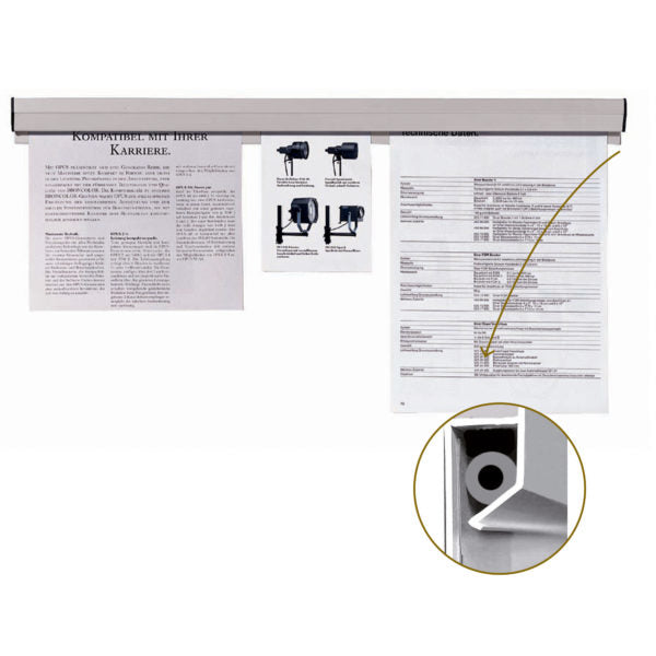 Franken Papierklemmschiene – Kunststoff, grau, 1000 × 40 mm