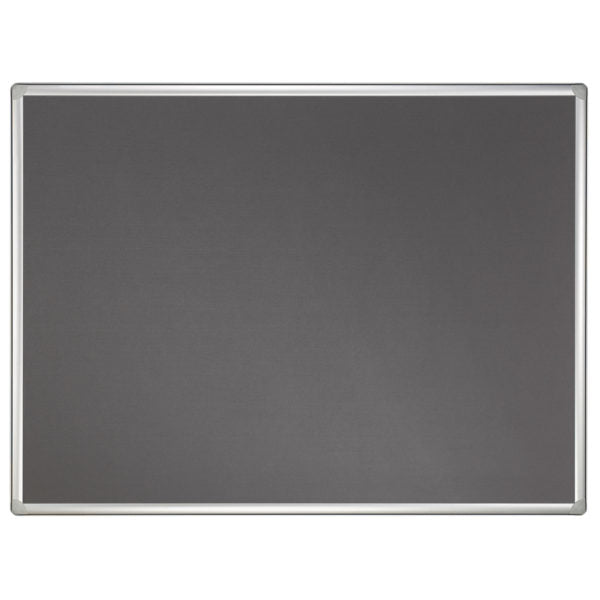 Franken Pinnwand – Filz, Alurahmen – 120 × 90 cm, Grau, PRO, für Schienensystem