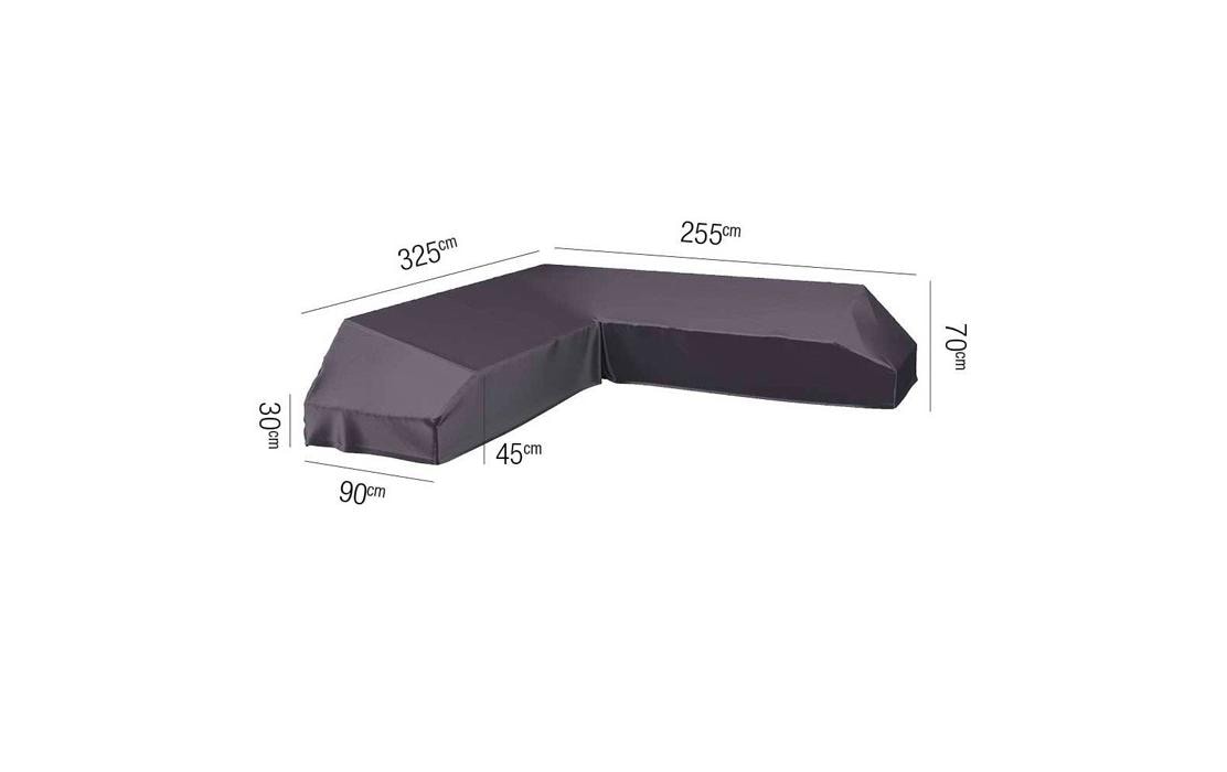 AeroCover Terrassenbankabdeckung L-Form – 255 × 325 × 70 cm, Anthrazit, Ripstop-Polyester, für Lounge