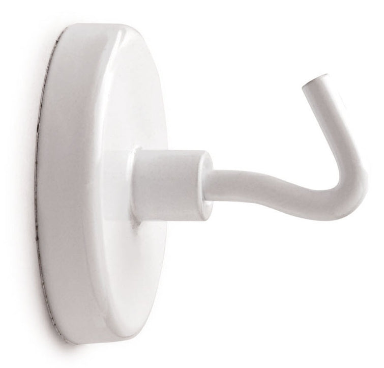 MAUL Haftmagnet mit Haken – Ø 36 mm – 5 Stück, Weiss, Metall, 6 kg Haftkraft