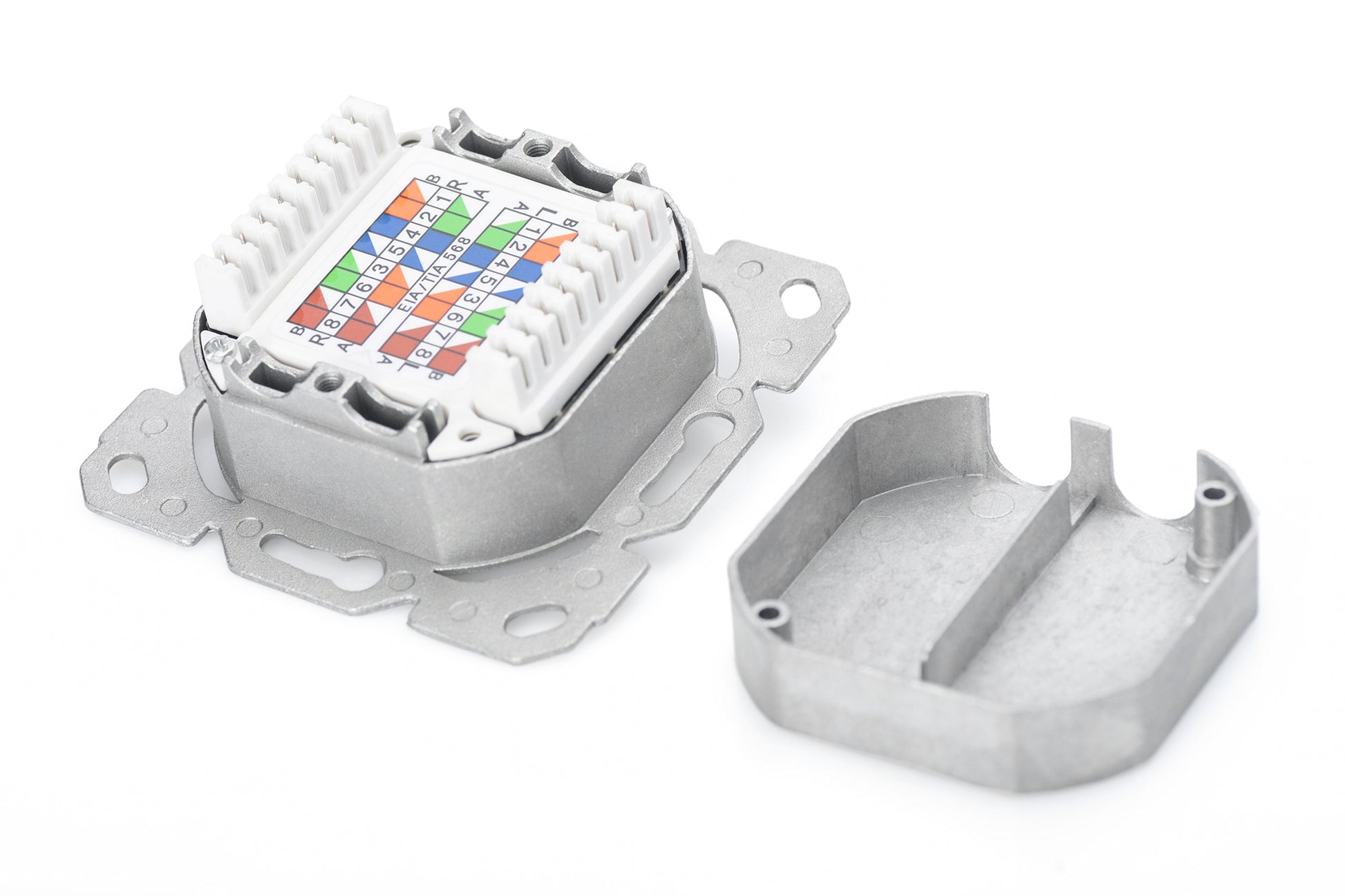 Digitus Netzwerkdose – 2× RJ-45, Cat6a (Klasse EA), geschirmt, Unterputz, Metall, Weiss
