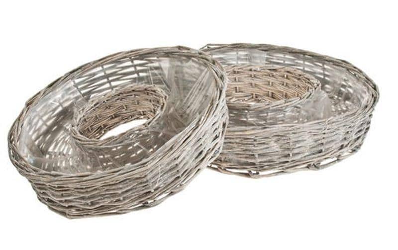 Opiflor Korb – Weide, weiss – 2-teilig – Ø 30 × 7,5 & 24 × 6 cm