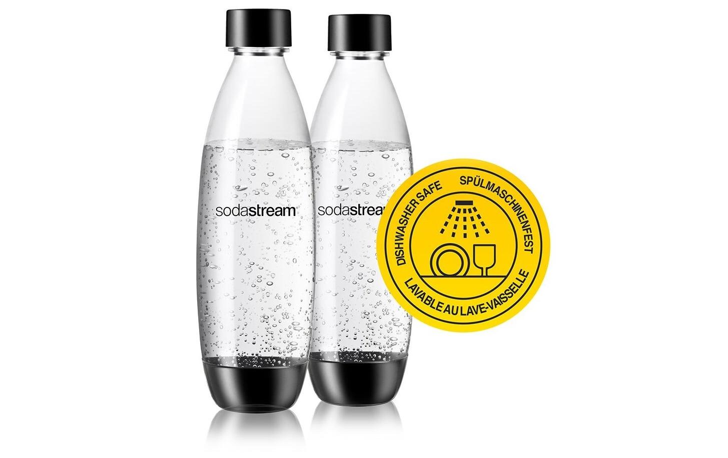 SodaStream Karbonisiererflasche Fuse – 1 l, 2 Stk., Schwarz/Transparent