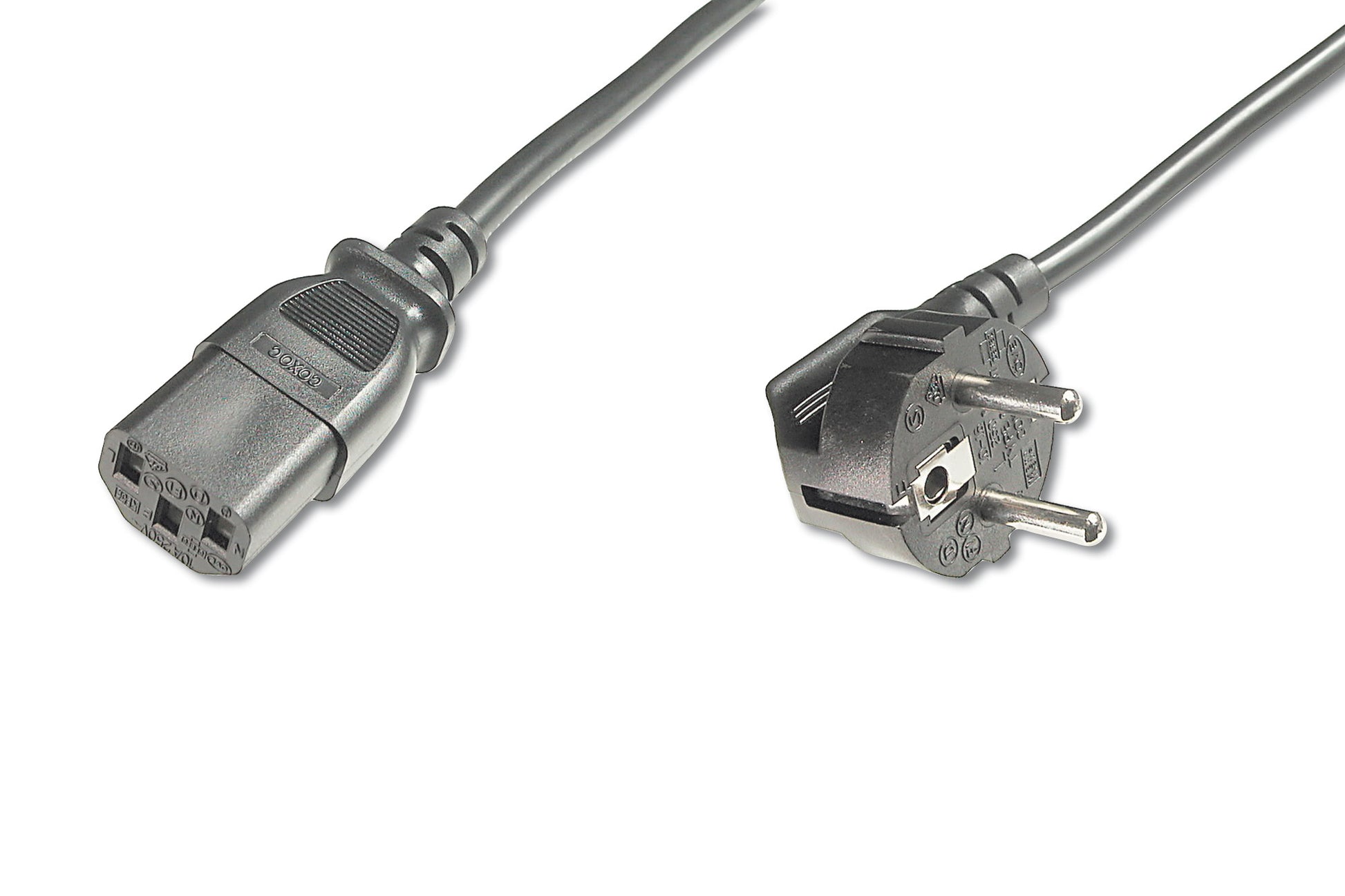Digitus Netzkabel, Schuko (CEE7/7) auf IEC C13, Winkelstecker, 250 V, 1,8 m, Schwarz