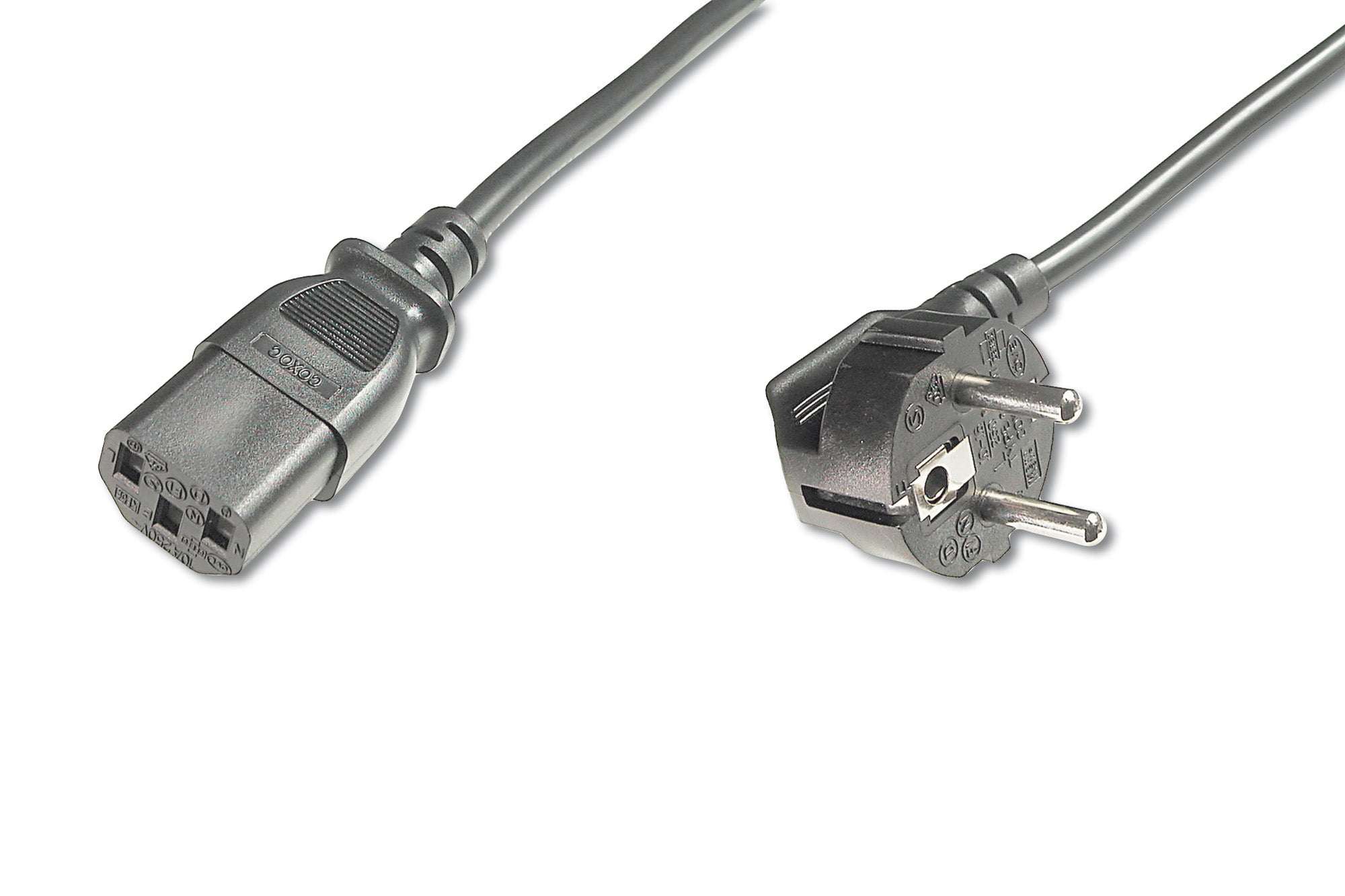 Digitus Netzkabel, Schuko (CEE7/7) auf IEC C13, Winkelstecker, 250 V, 1,8 m, Schwarz