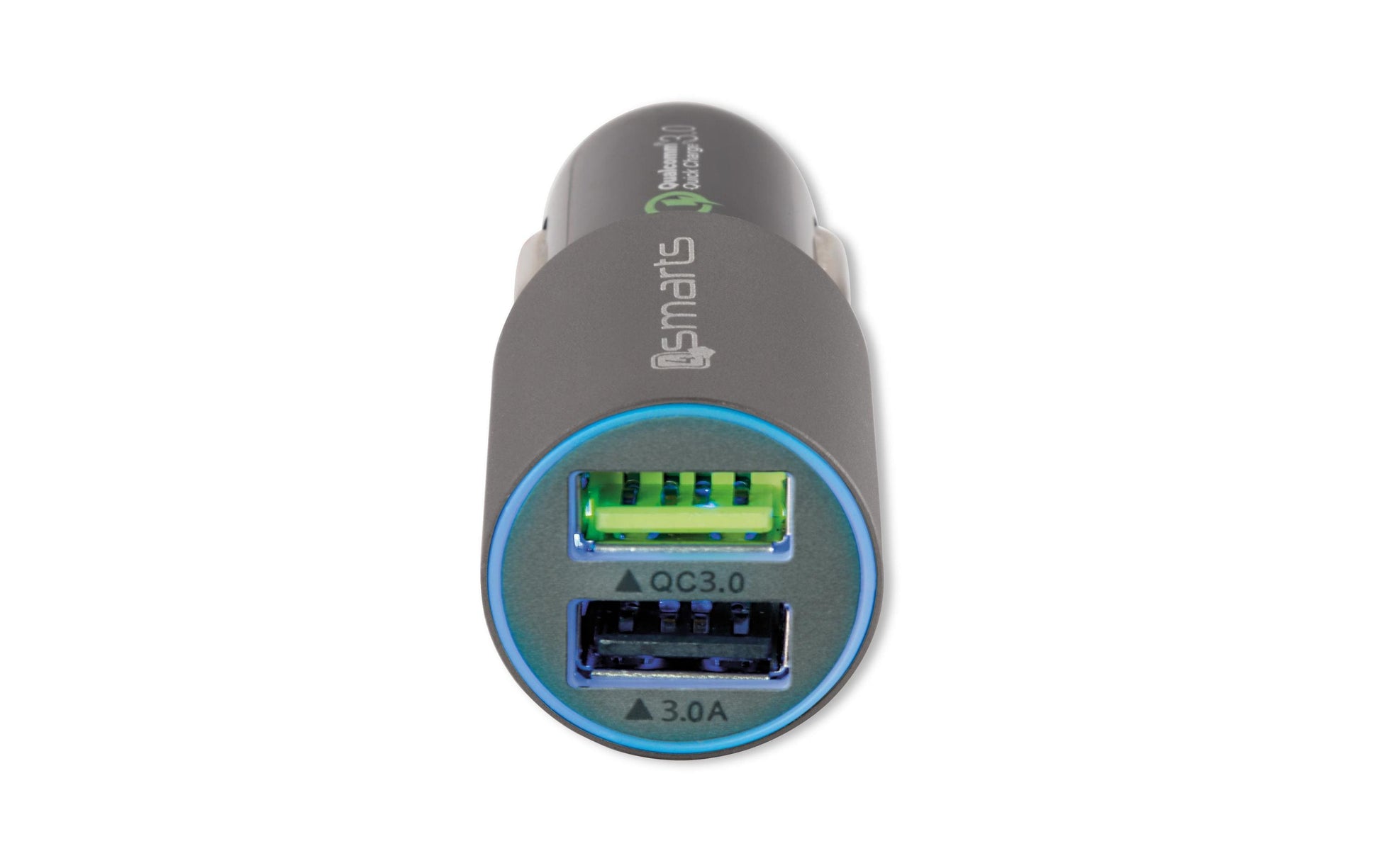 4smarts 4S464458 Auto-Ladegerät 18 W – USB-A×2 – QC 3.0, 12V KFZ-Stecker – für Smartphones & Tablets – Grau