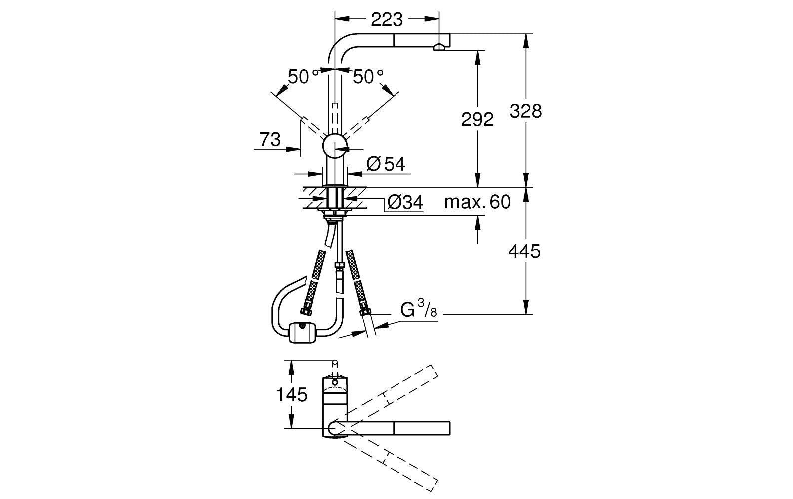 GROHE Minta Unterputz-Badebatterie – Einhebelmischer, Messing, Supersteel