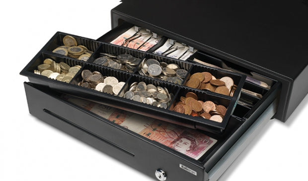 Safescan 4141-T2 – Kassenladen-Einsatz, 6 Scheine/8 Münzen, 358 × 328 × 64 mm, Schwarz, für SD-4141, HD-4141S