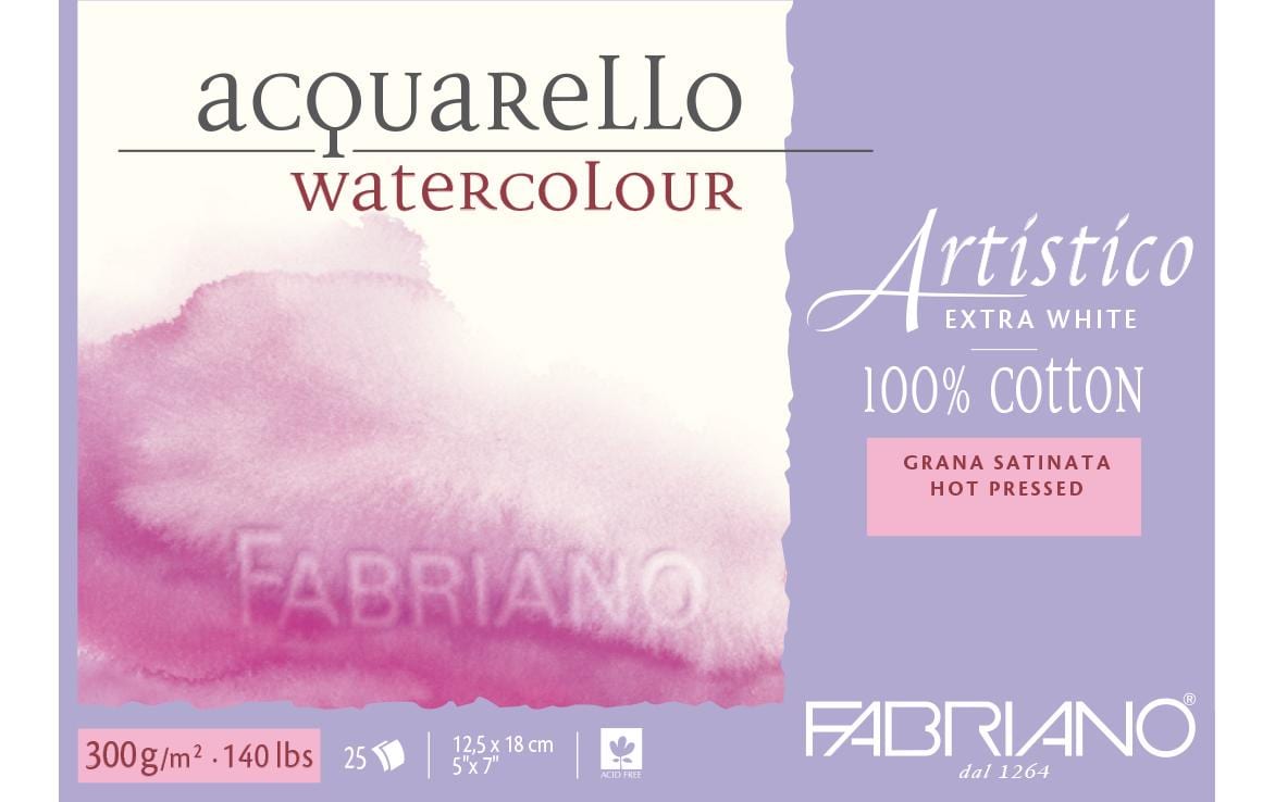Fabriano Artistico Aquarellblock – 12,5 × 18 cm, 300 g/m², 25 Blatt, für Aquarell