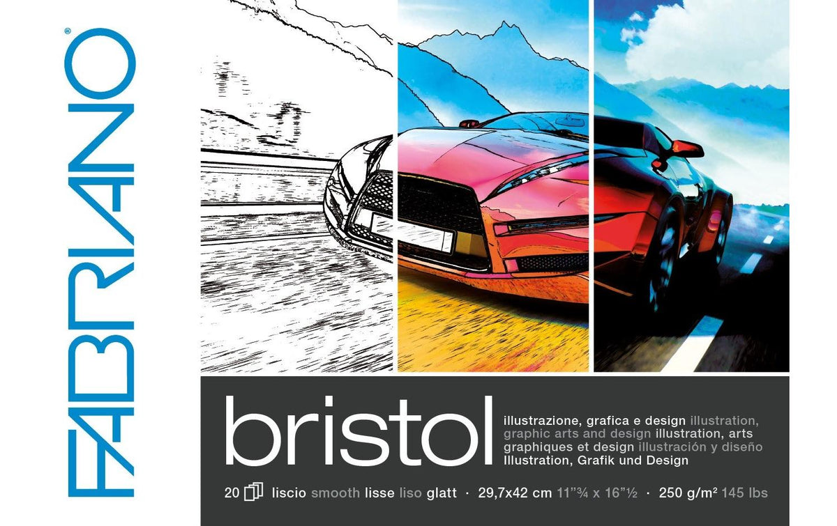 Fabriano Bristol Skizzenblock – A3 – 250 g/m² – 20 Blatt, weiss, glatt