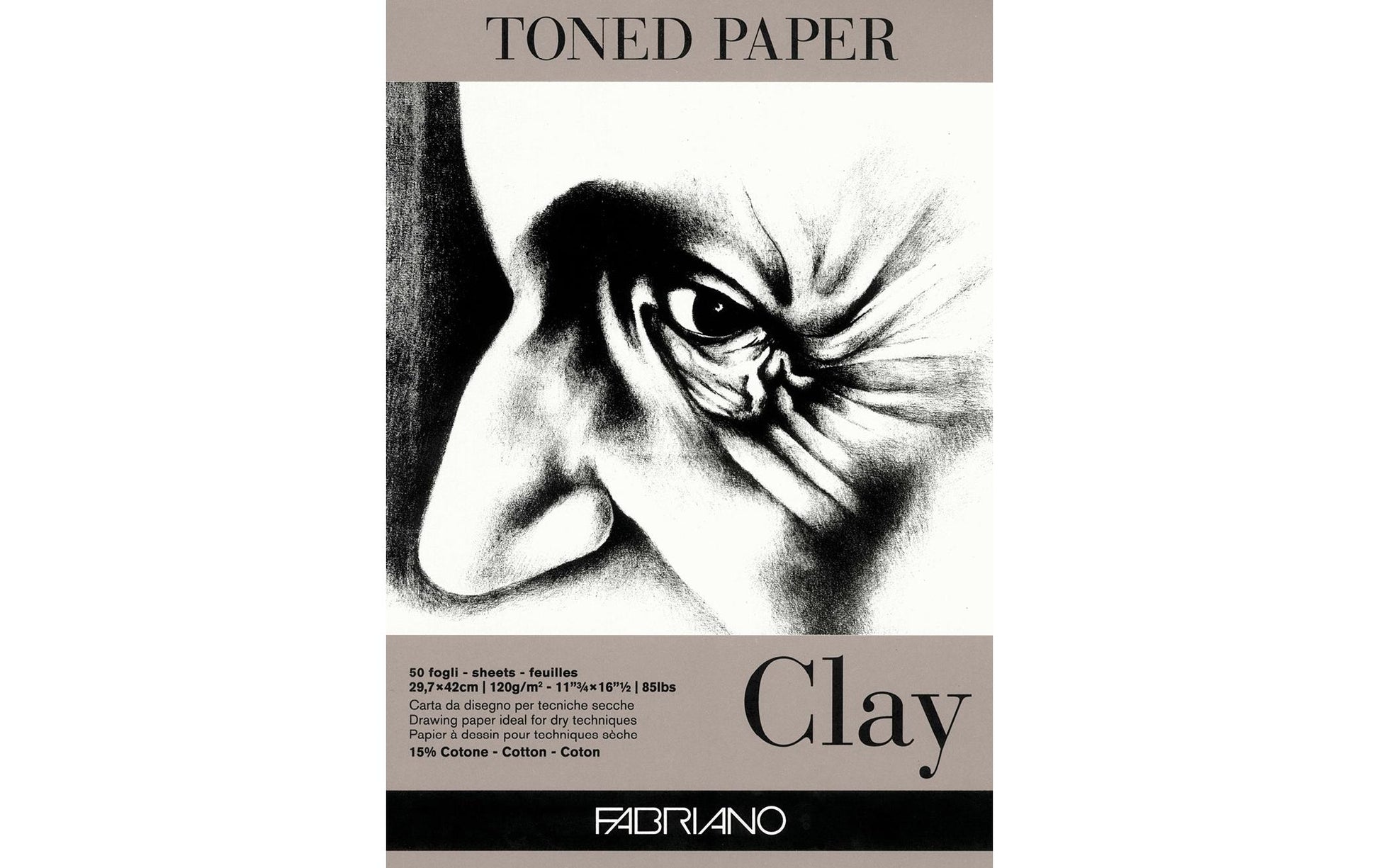 Fabriano Künstlerpapier Toned Clay Zeichenblock, Papier, 29,7 × 42 cm, grau, 50 Blatt