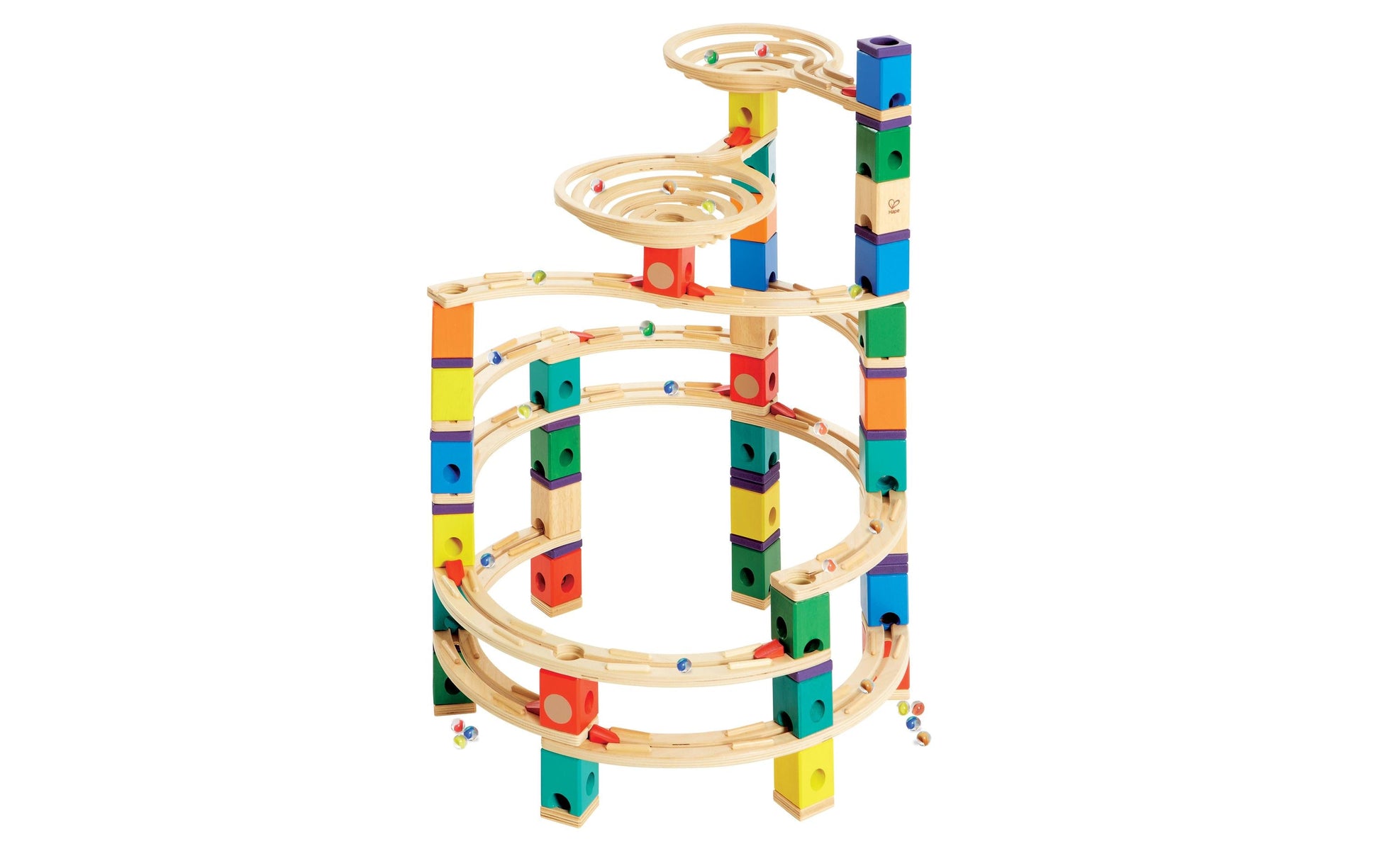 Hape Quadrilla The Cyclone Kugelbahn – 198-teilig – ab 4 Jahren – Holz – Mehrfarbig