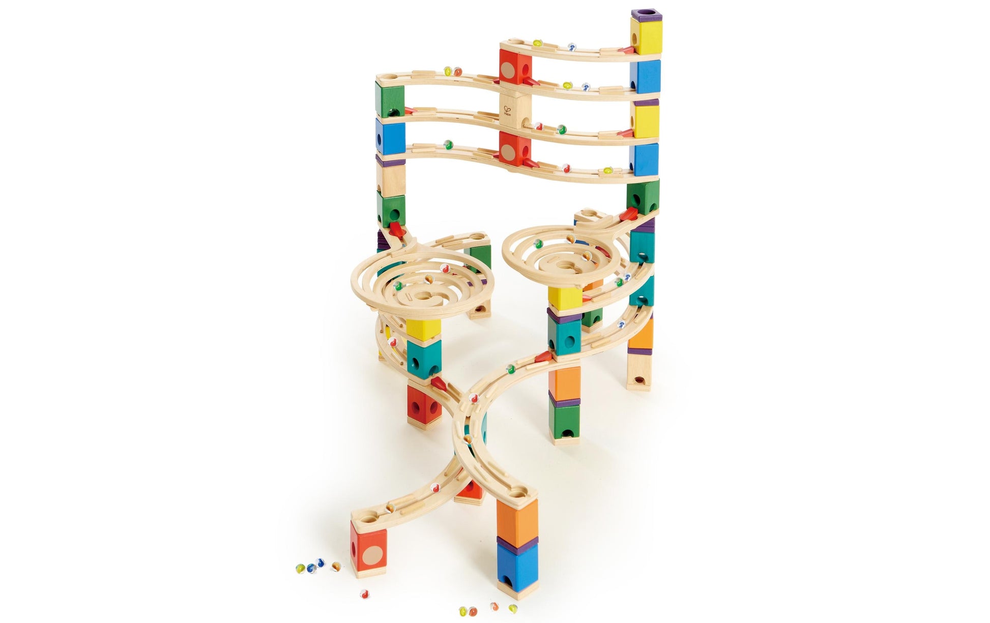 Hape Quadrilla The Cyclone Kugelbahn – 198-teilig – ab 4 Jahren – Holz – Mehrfarbig