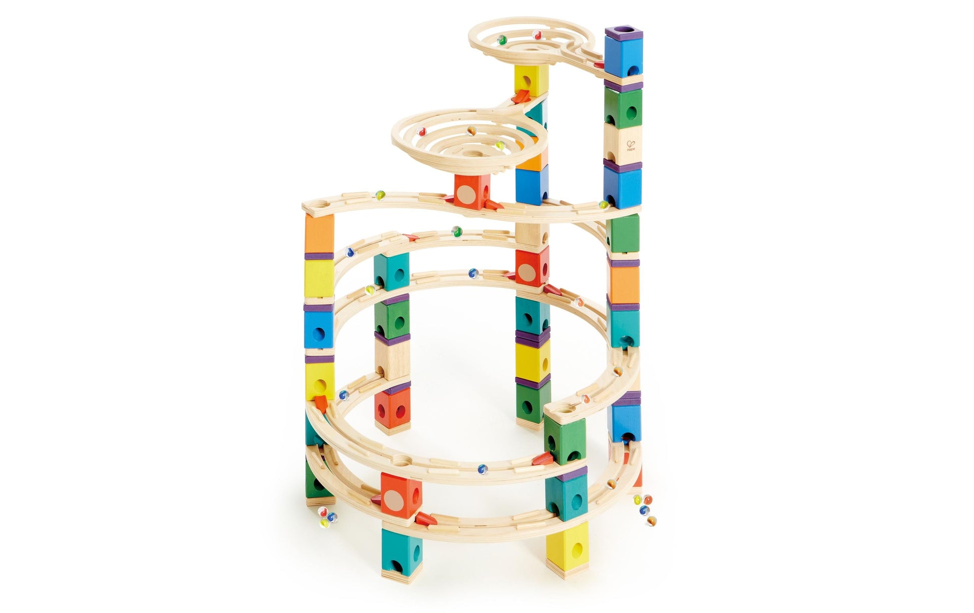 Hape Quadrilla The Cyclone Kugelbahn – 198-teilig – ab 4 Jahren – Holz – Mehrfarbig