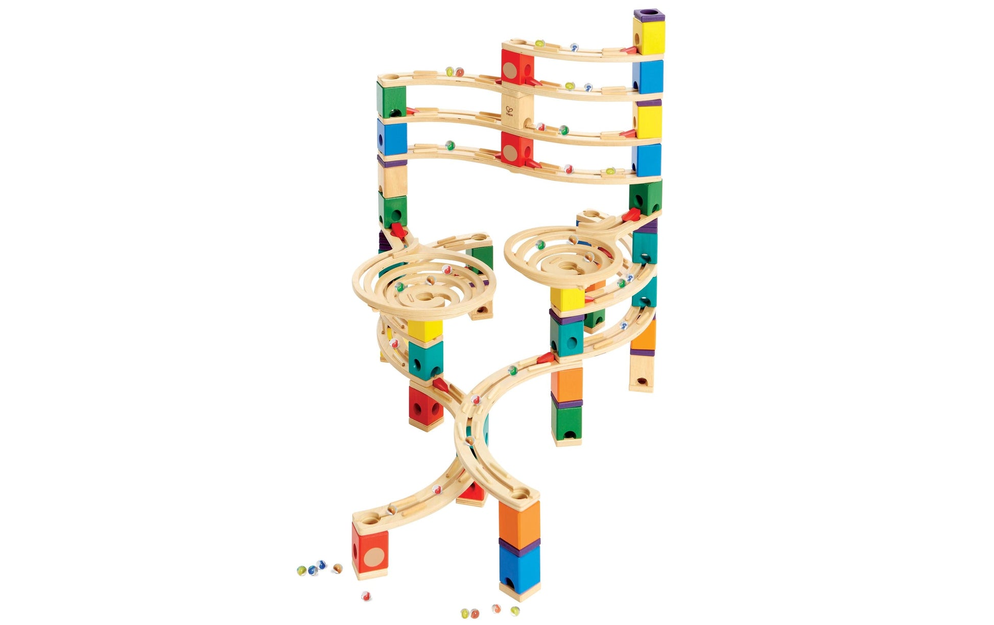 Hape Quadrilla The Cyclone Kugelbahn – 198-teilig – ab 4 Jahren – Holz – Mehrfarbig