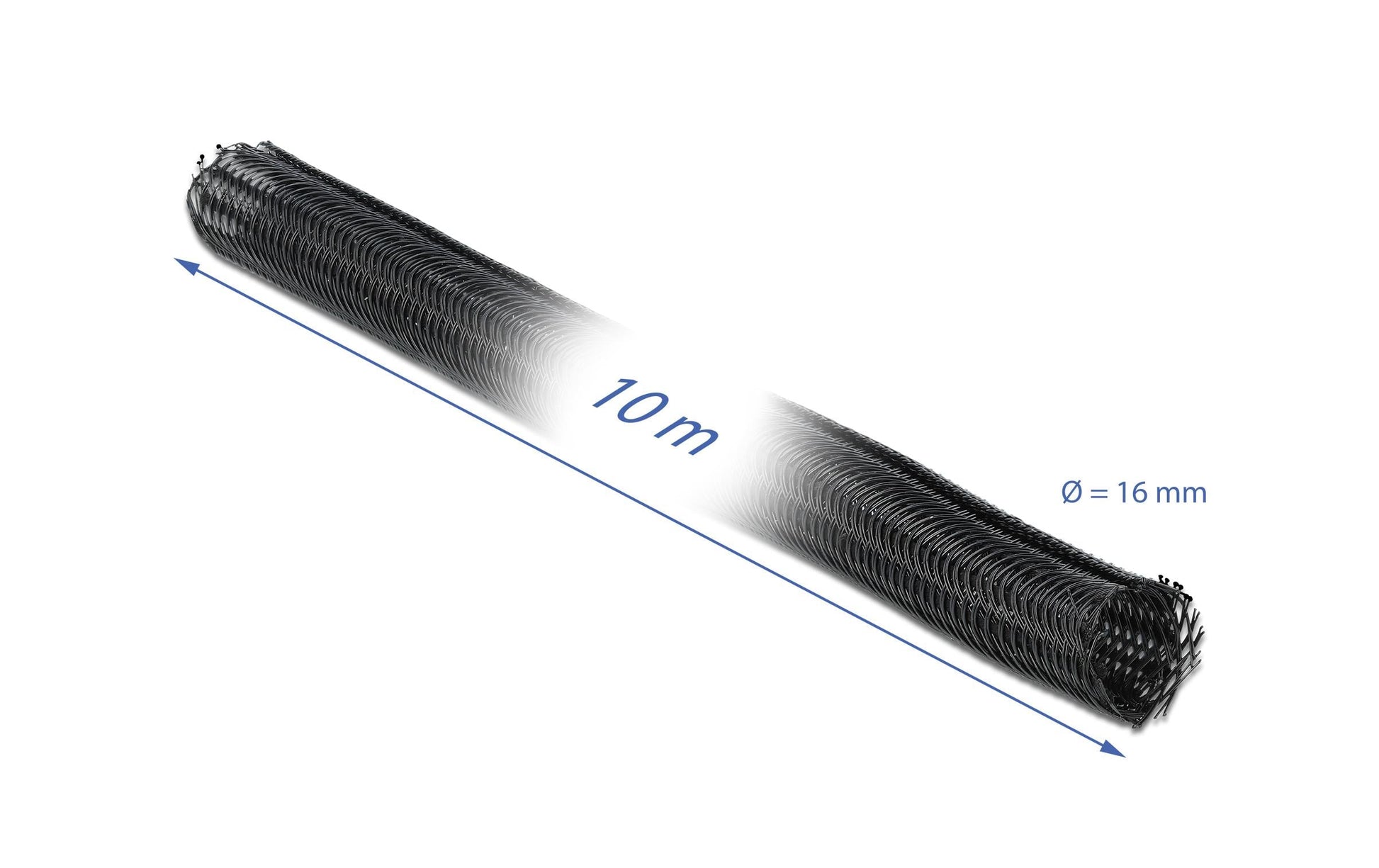 DeLOCK Kabelschlauch, Ø 16 mm × 10 m, selbstklebend, zuschneidbar – schwarz