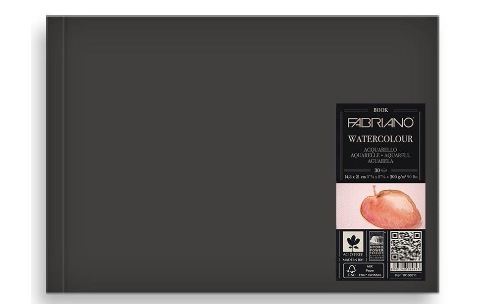 Fabriano Aquarellblock – A5, 200 g/m², weiss, strukturiert, 30 Blatt, für Aquarell