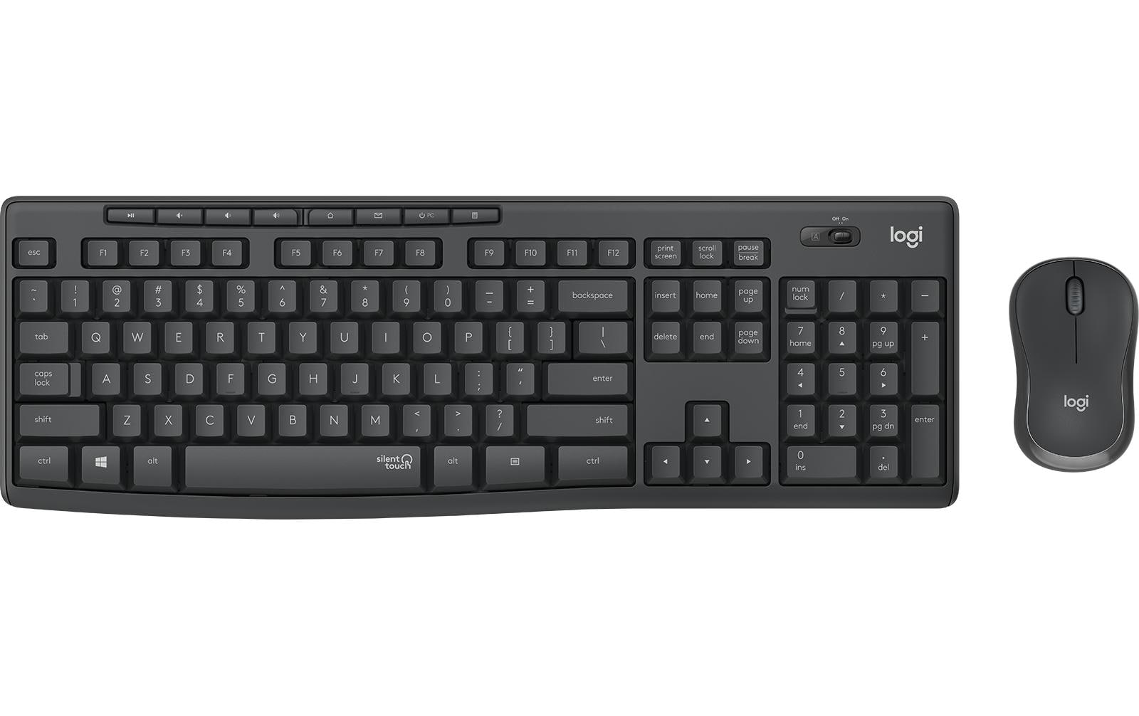 Logitech MK295 Silent – Tastatur-Maus-Set – 2,4 GHz USB-A (Nano-Empfänger) – QWERTY (US-INT) – Graphit
