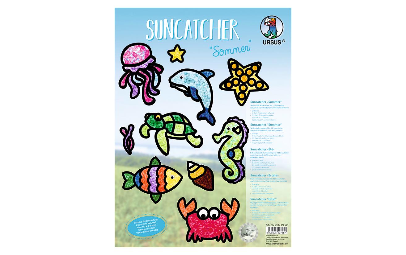 URSUS Bastelset – Fensterbild Suncatcher – Sommer – 12-teilig – ab 9 Jahren