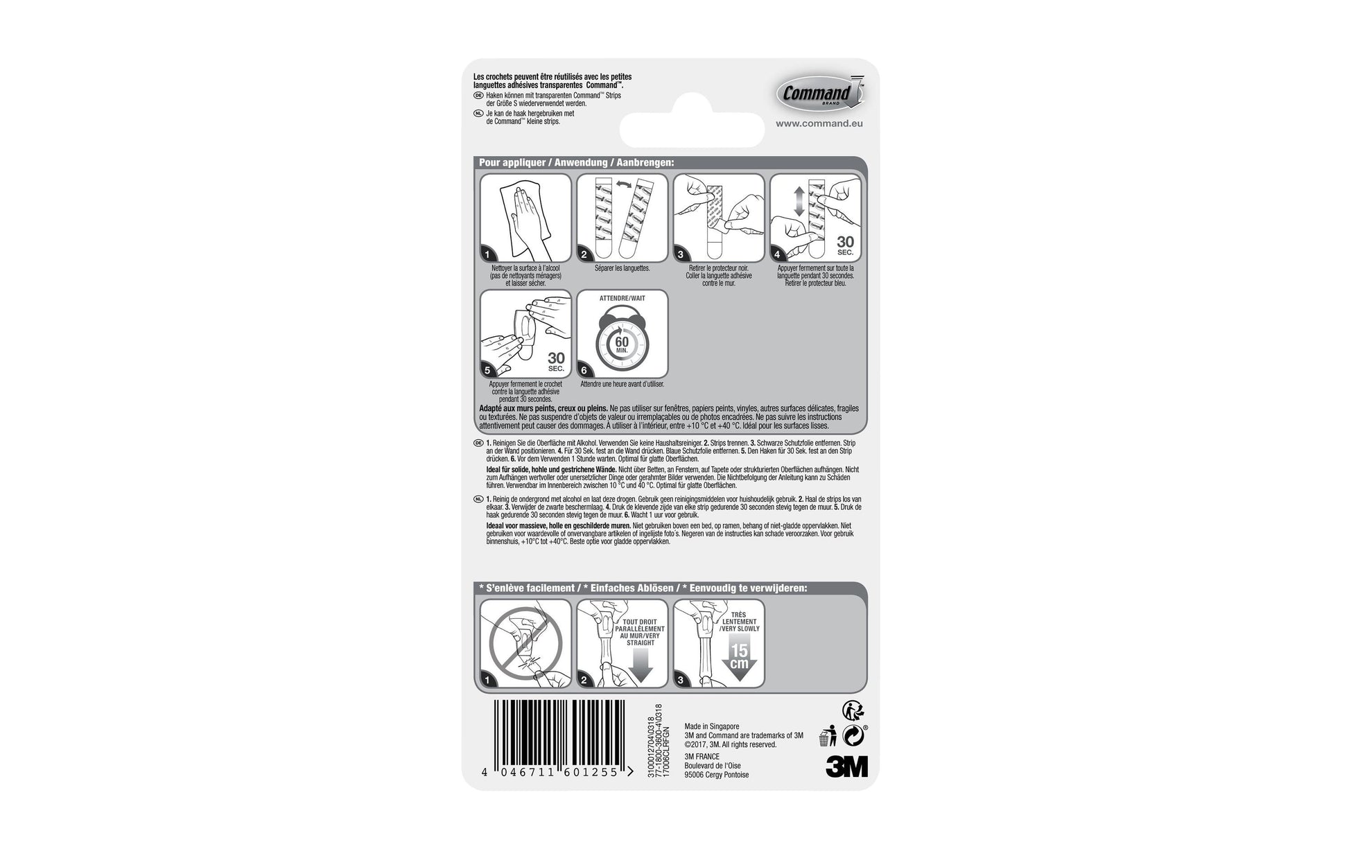 3M Command Haken – Kunststoff – Transparent – 0,225 kg – 11 × 28,6 mm – 6 Stück