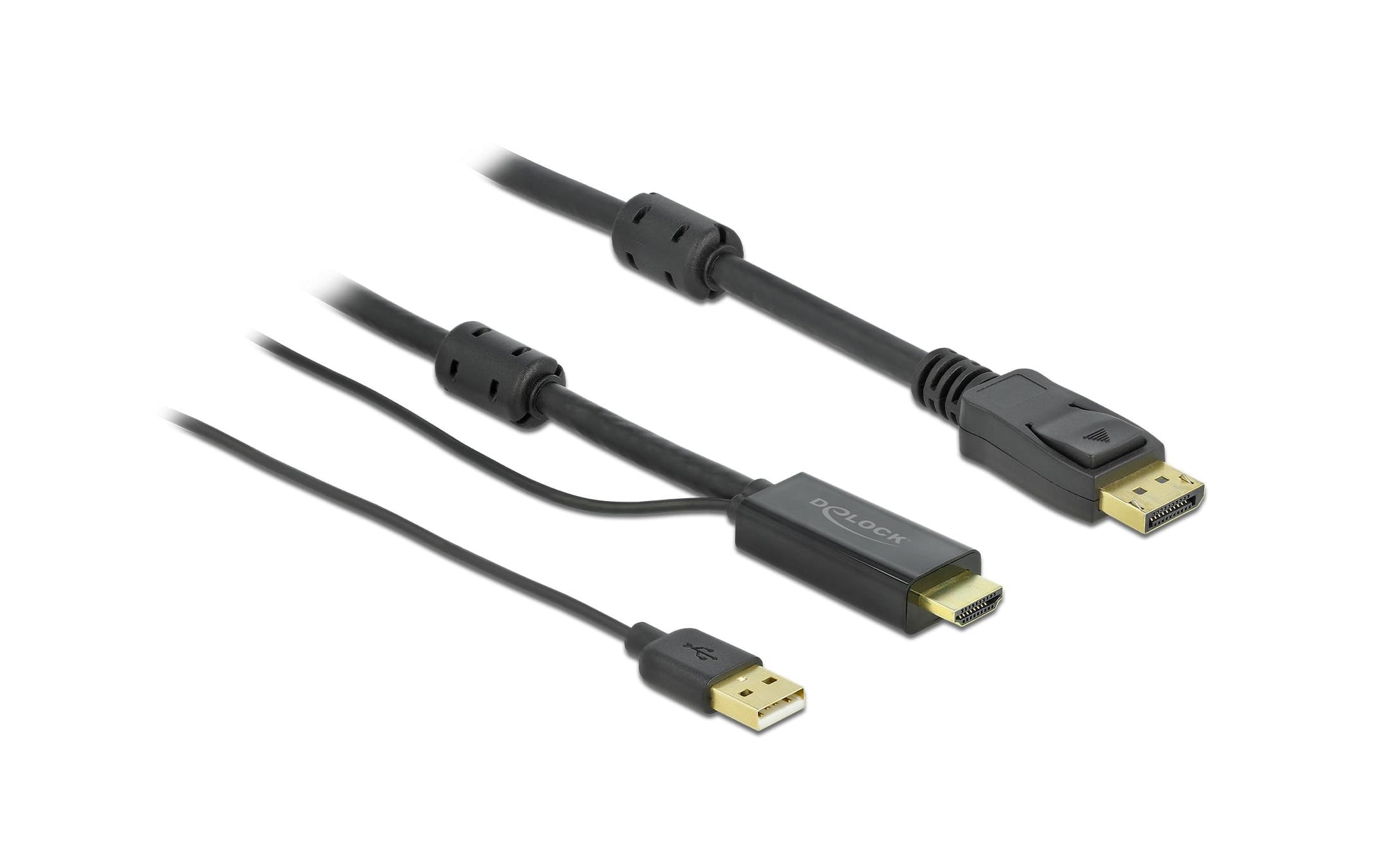 DeLOCK HDMI-zu-DisplayPort-Kabel – 4K (3840 × 2160) @ 120 Hz, 3 m, DisplayPort 1.2, USB-A Stromversorgung