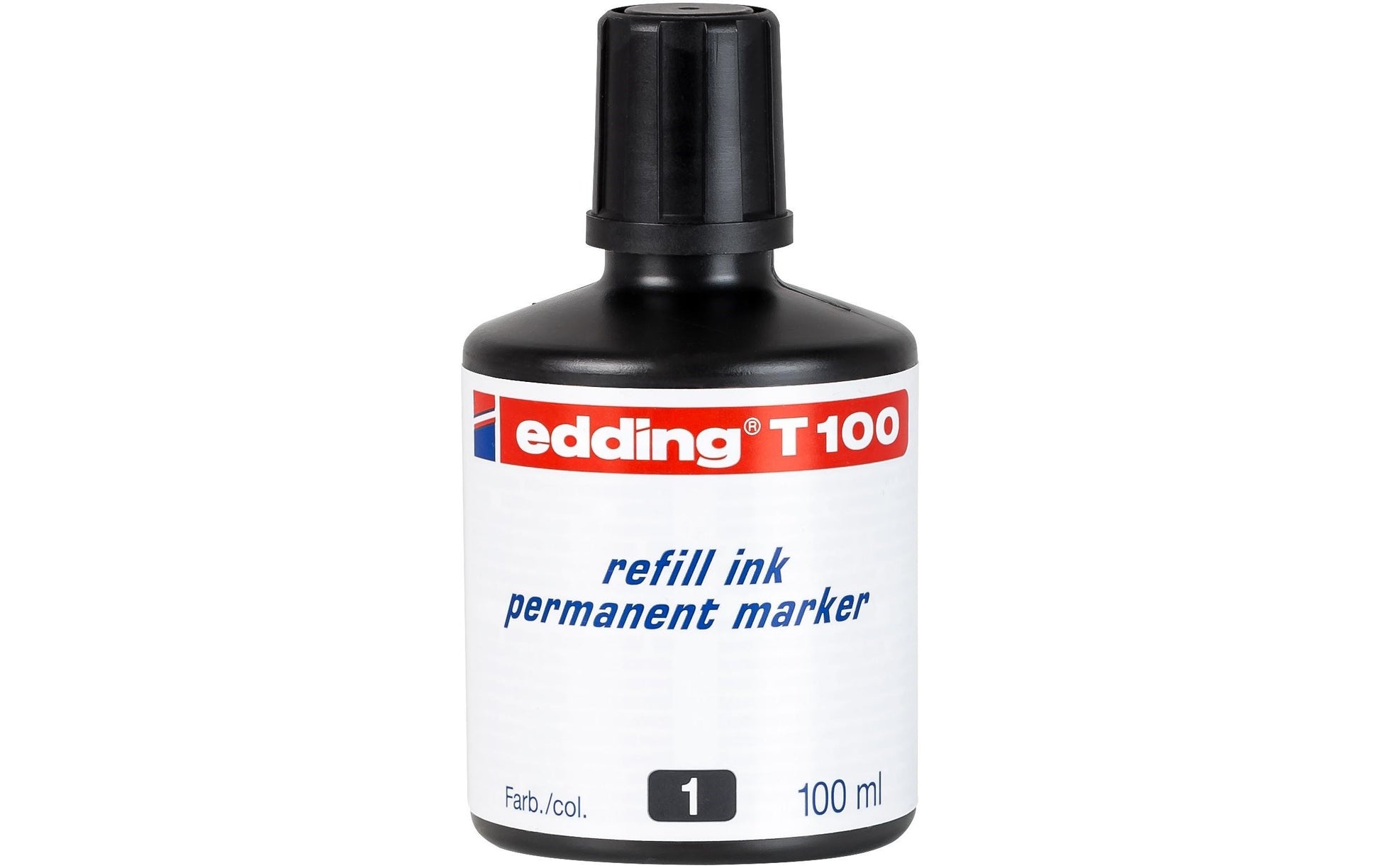 Edding T 100 Permanentmarker Nachfülltinte – Schwarz, 100 ml, für edding No.1, 21, 22 und andere