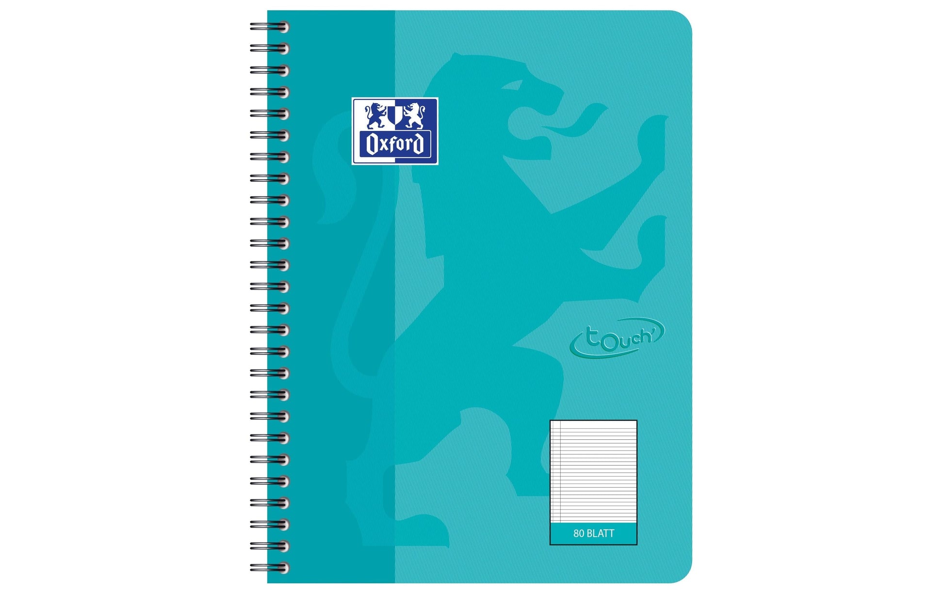 Elba Oxford Collegeblock – B5 – Liniert 5 mm – 80 Seiten – 90 g/m² – Spiralbindung – Aqua – 5 Stück