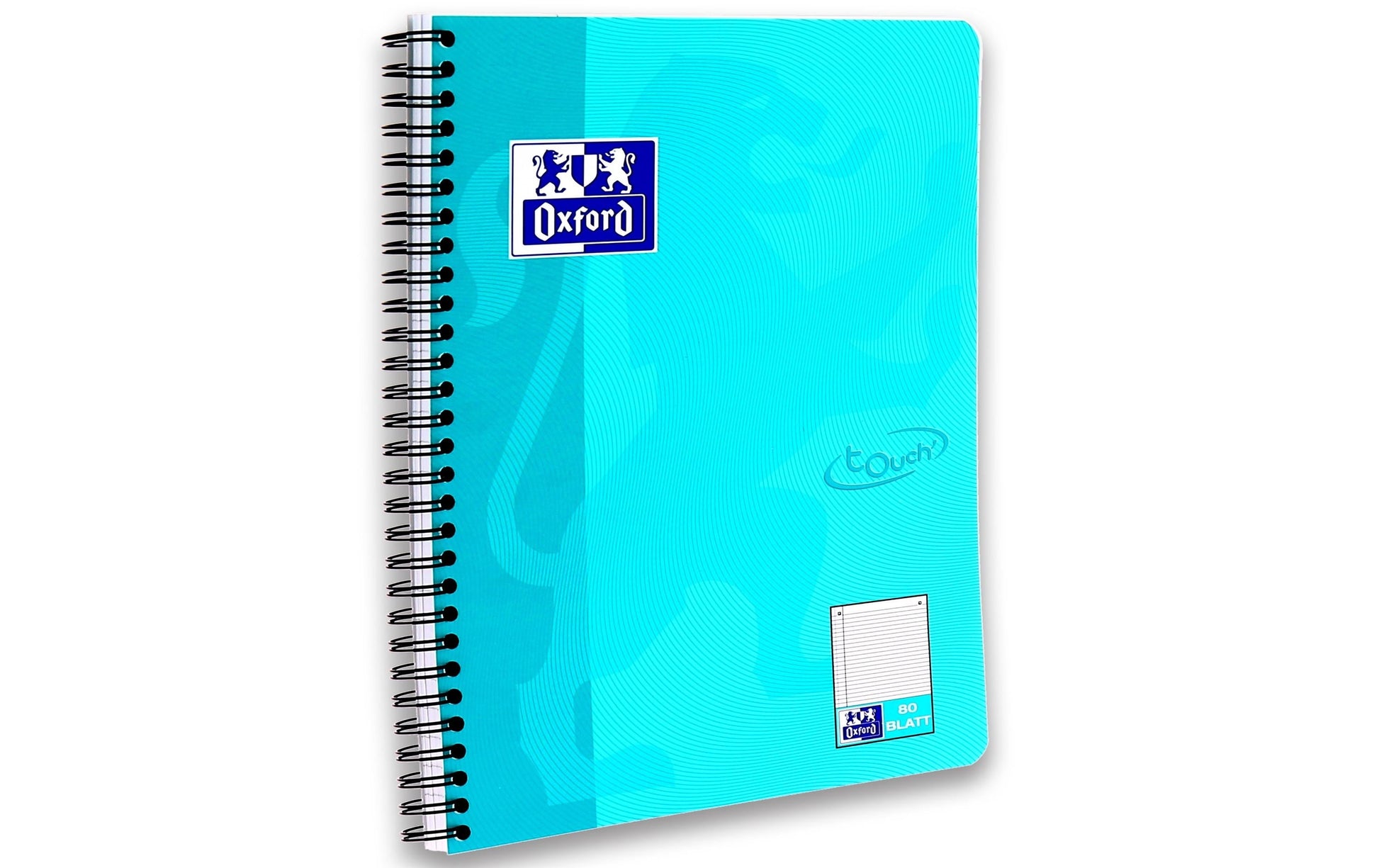 Elba Oxford Collegeblock – B5 – Liniert 5 mm – 80 Seiten – 90 g/m² – Spiralbindung – Aqua – 5 Stück