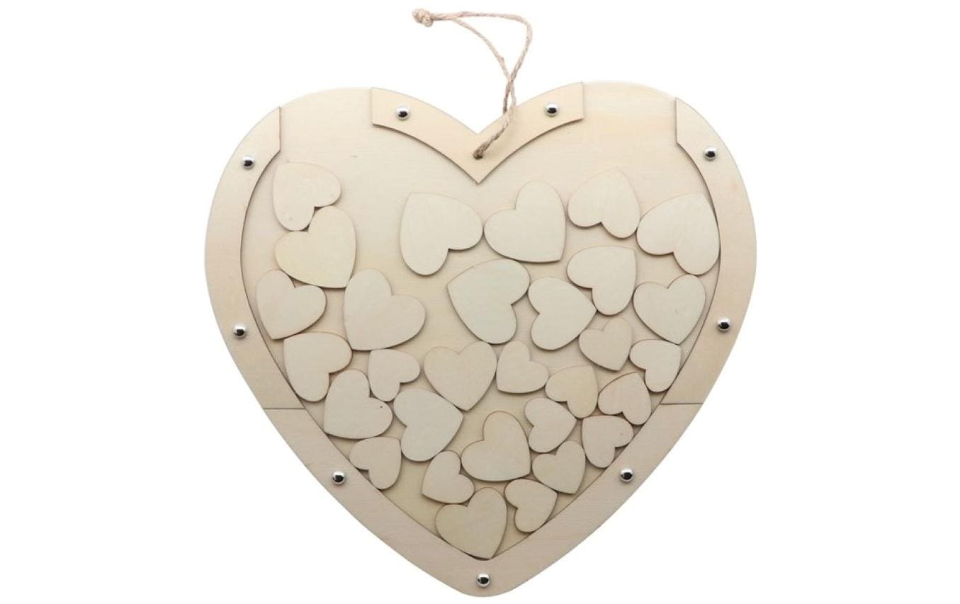 Glorex – Bastelset Holzherz-Aufhänger – 30 × 27,5 cm – 30 kleine Herzen – Natur