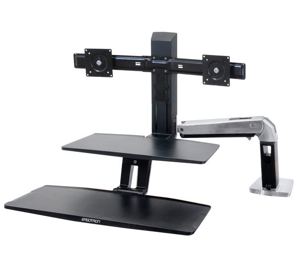 Ergotron WorkFit A – Tischhalterung, Dual, bis 24", 11 kg, höhenverstellbar, Tastaturablage