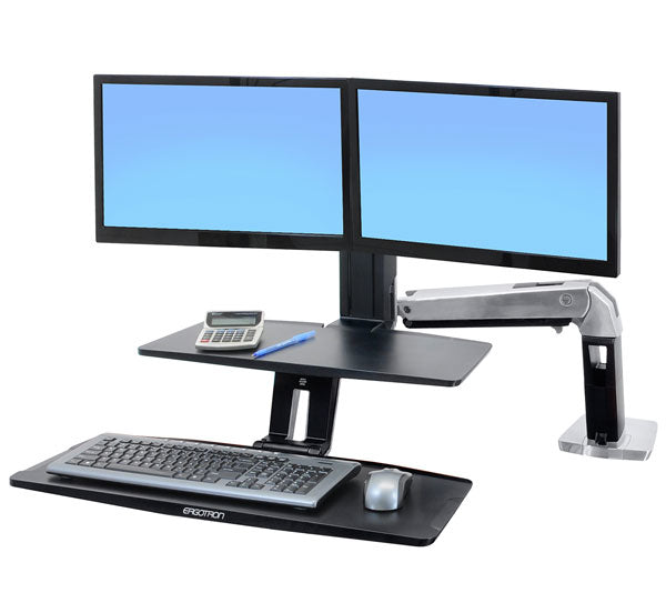 Ergotron WorkFit A – Tischhalterung, Dual, bis 24", 11 kg, höhenverstellbar, Tastaturablage