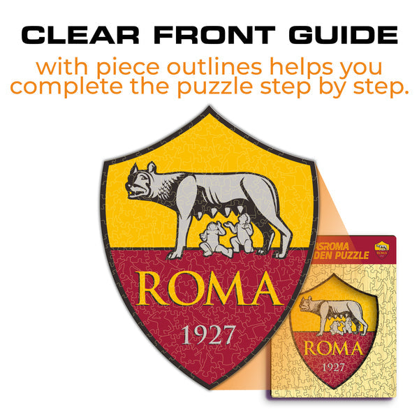 Iconic Puzzles Puzzle AS Roma Logo – 150 Teile – 21 × 27 cm – ab 10 Jahren – Holz – Mehrfarbig