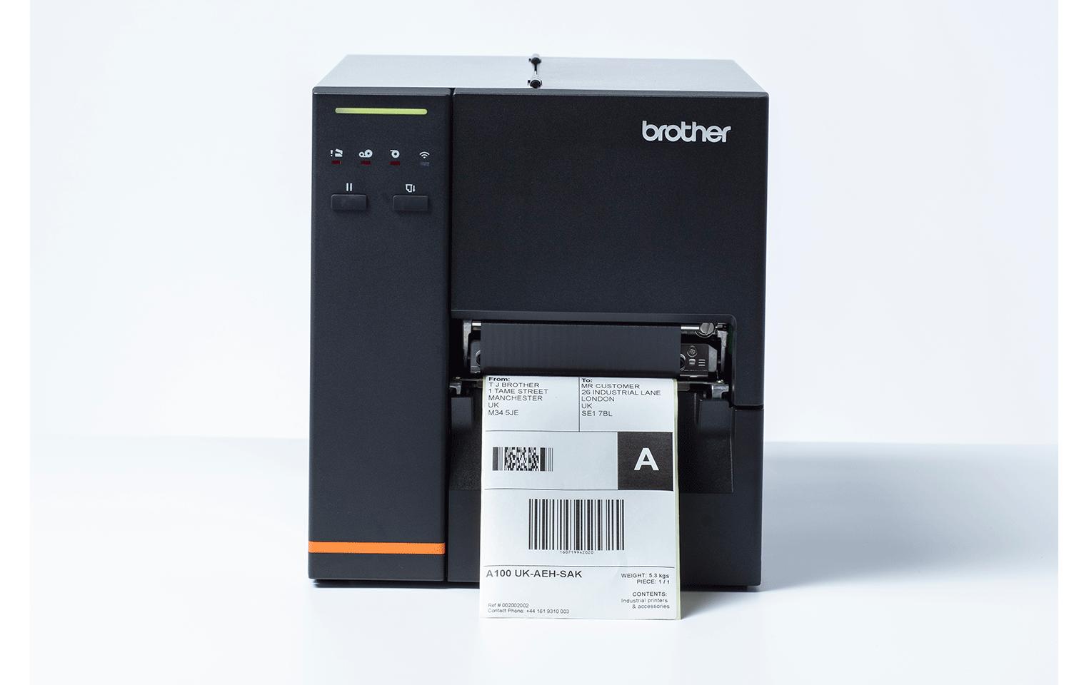 Brother TJ-4120TN – Etikettendrucker, Thermodirekt/Thermotransfer, 300 × 300 dpi, für Etiketten bis 106 mm