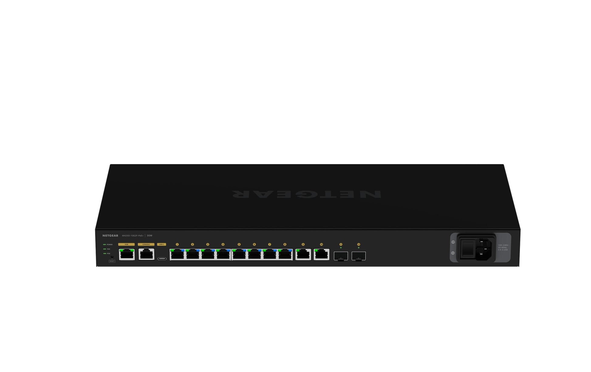 NETGEAR M4250-10G2F – Managed Switch – 10×GbE, 2×SFP, L2/L3, PoE+ 150 W, 1U